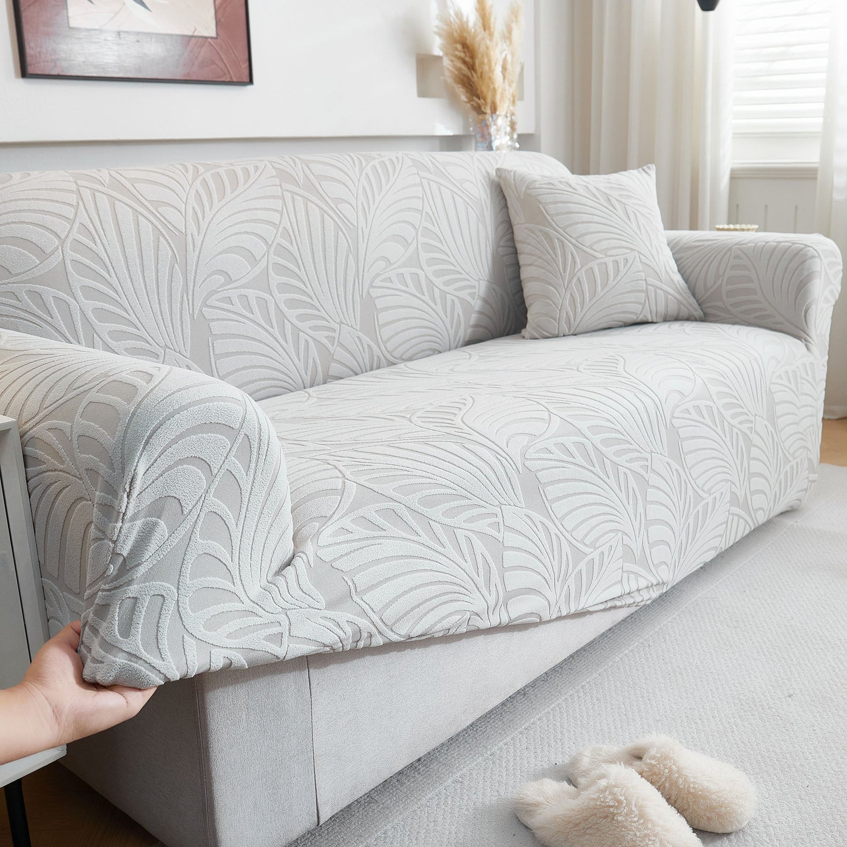 Stretch Sofa Slipcover 1-Piece Furniture Protector Couch with Elastic Bottom for Kids - Ornate Home