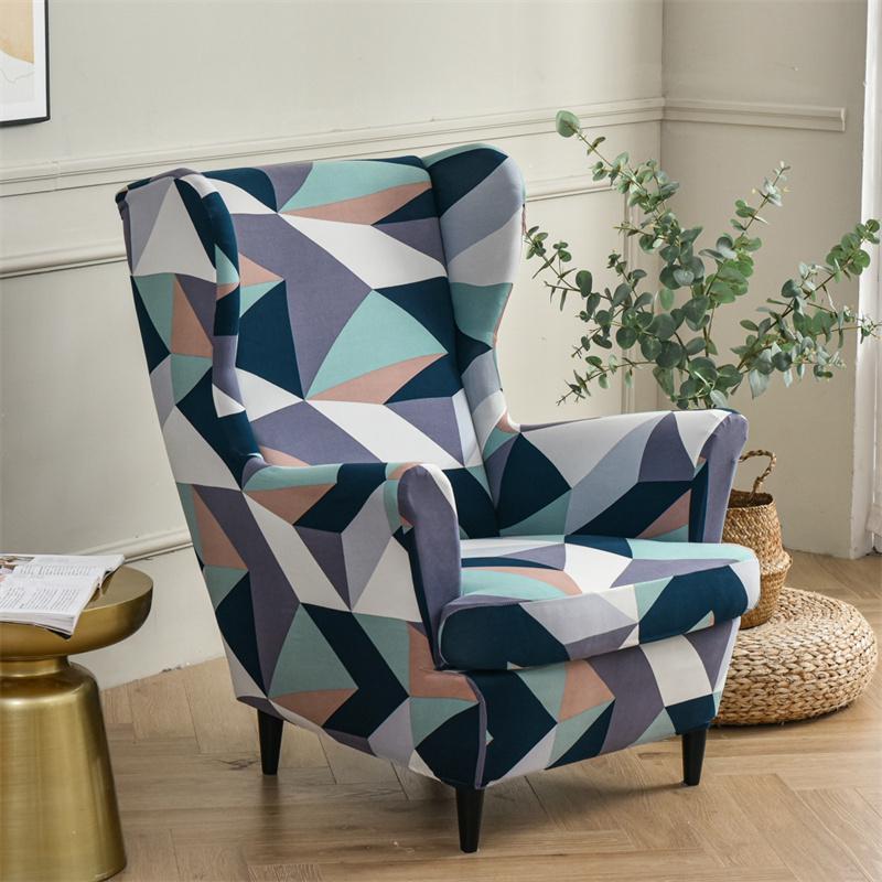 Stretch Spandex Nordic Floral Removable Wing Chair Cover, Relaxing Seat Covers Slipcovers for Armchairs - Ornate Home