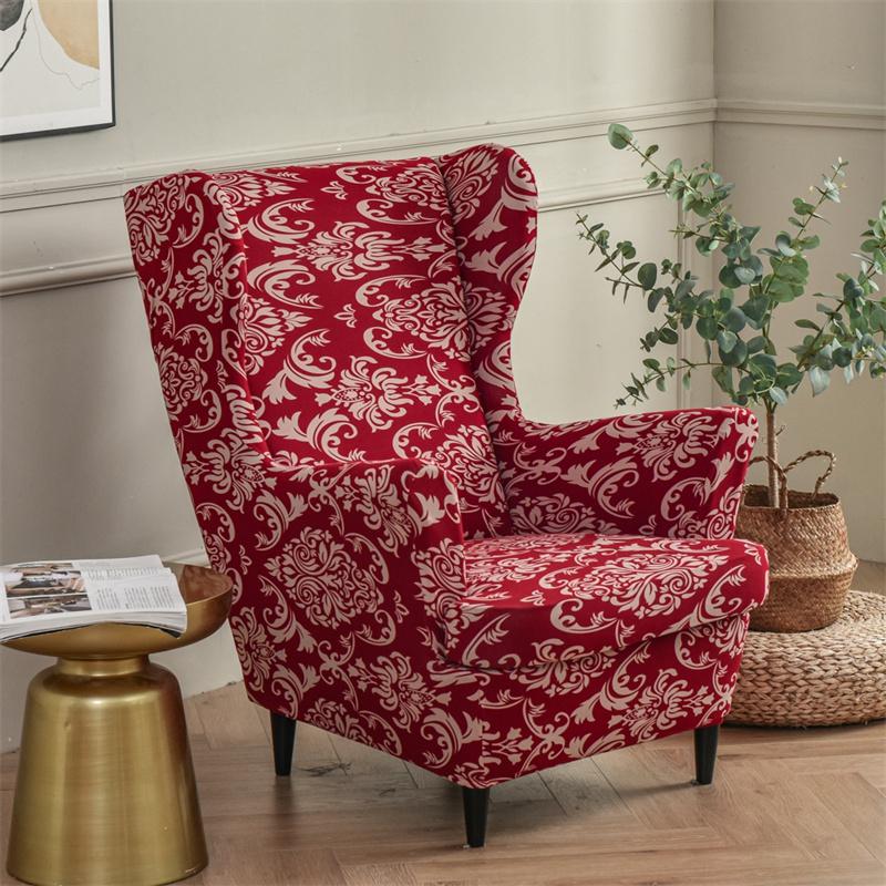 Stretch Spandex Nordic Floral Removable Wing Chair Cover, Relaxing Seat Covers Slipcovers for Armchairs - Ornate Home