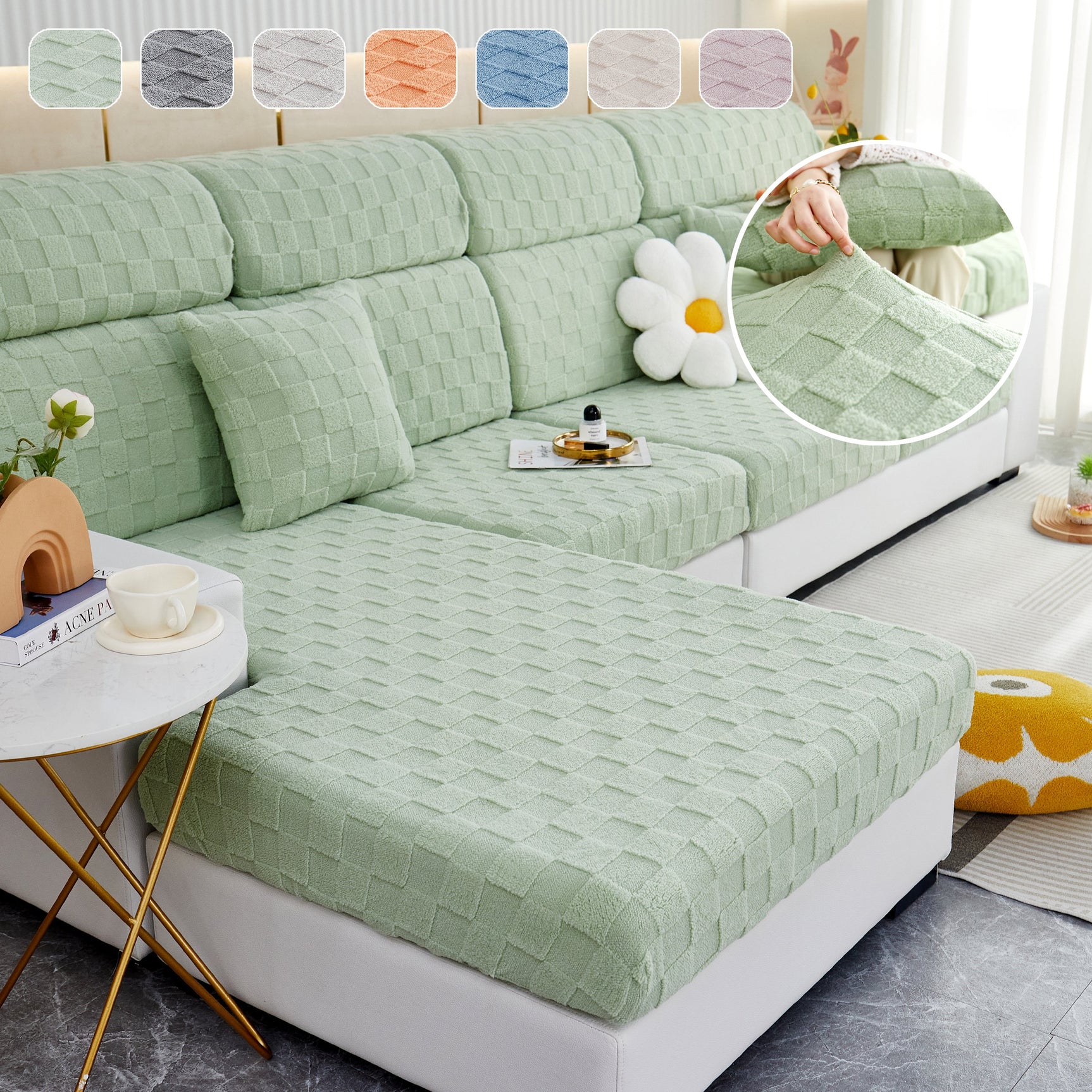 Stretchable Cotton Velvet Sofa Cover Furniture Covers for Pets Slipcovers and Couch Cushion Covers - Ornate Home