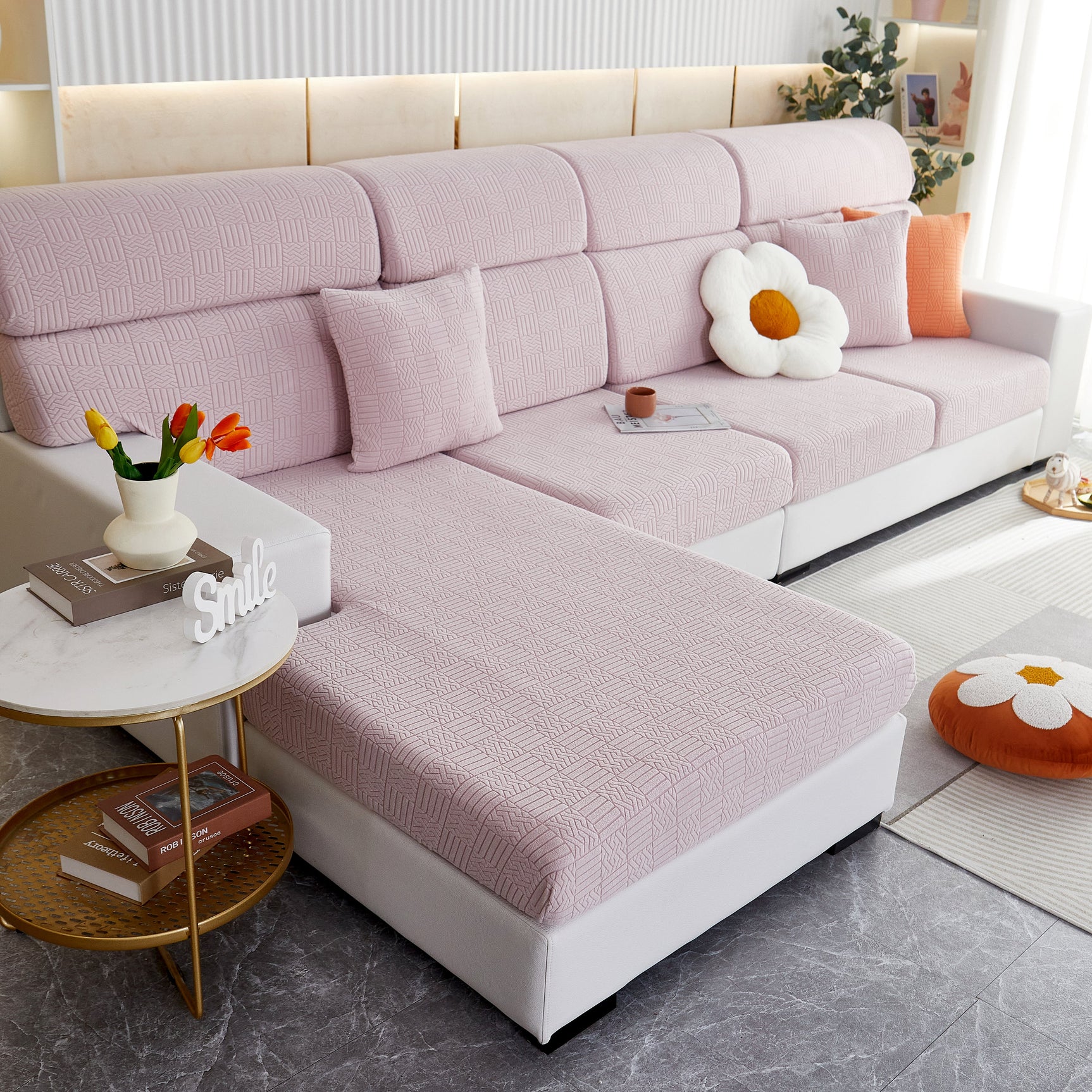 Stretchable Jacquard Fleece Sofa Cover Non-Slip Pet Furniture Protector Recliner and Cushion Slipcovers - Ornate Home