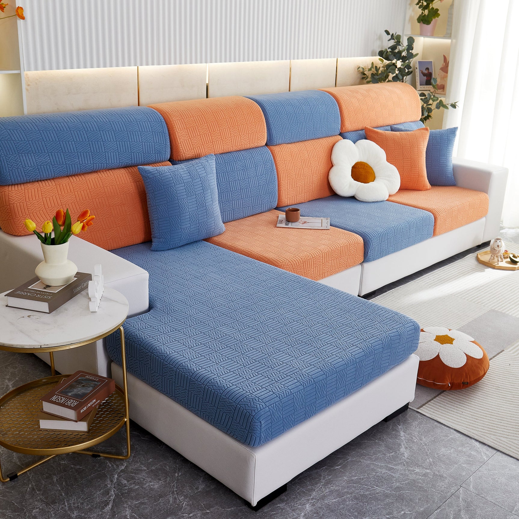 Stretchable Jacquard Fleece Sofa Cover Non-Slip Pet Furniture Protector Recliner and Cushion Slipcovers - Ornate Home