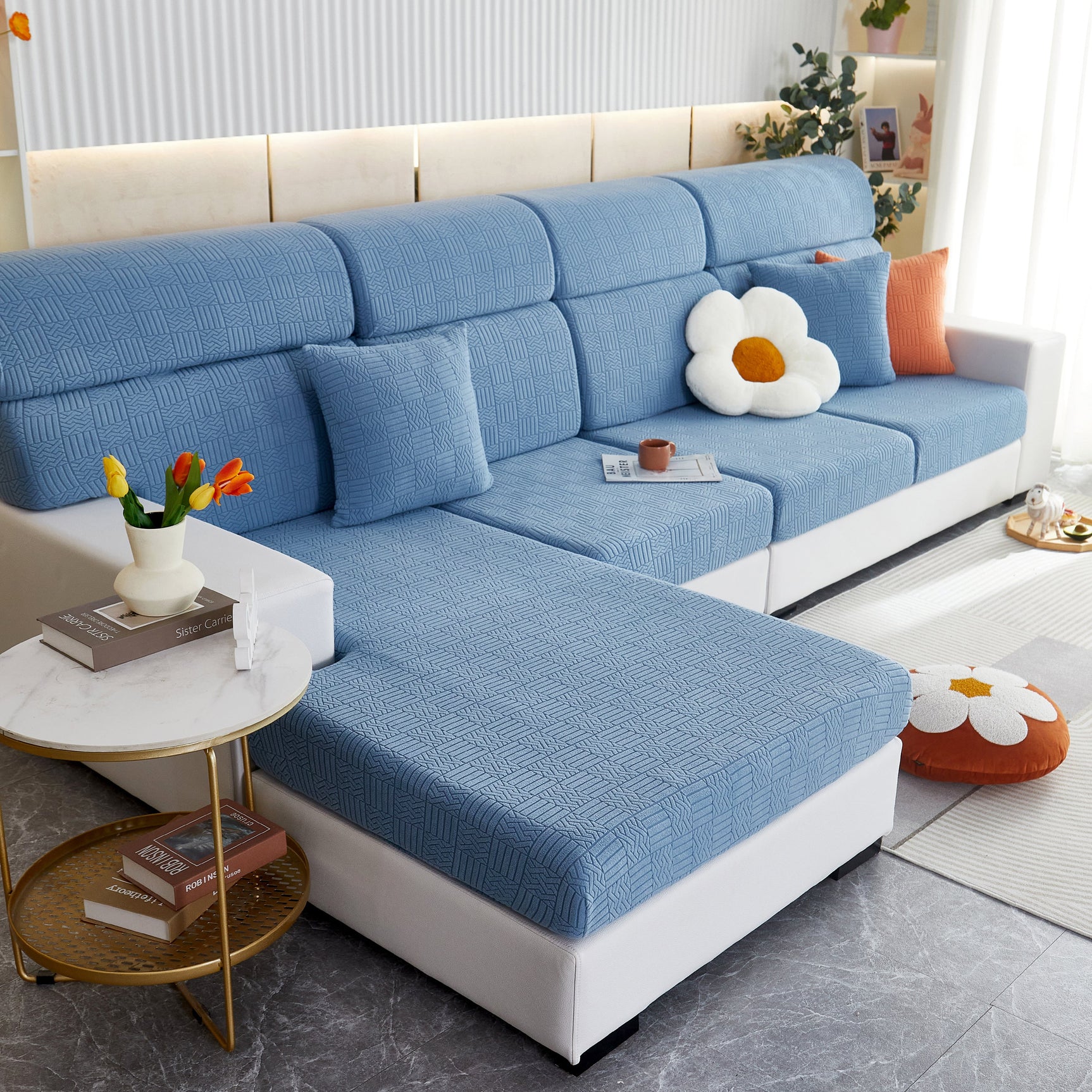 Stretchable Jacquard Fleece Sofa Cover Non-Slip Pet Furniture Protector Recliner and Cushion Slipcovers - Ornate Home