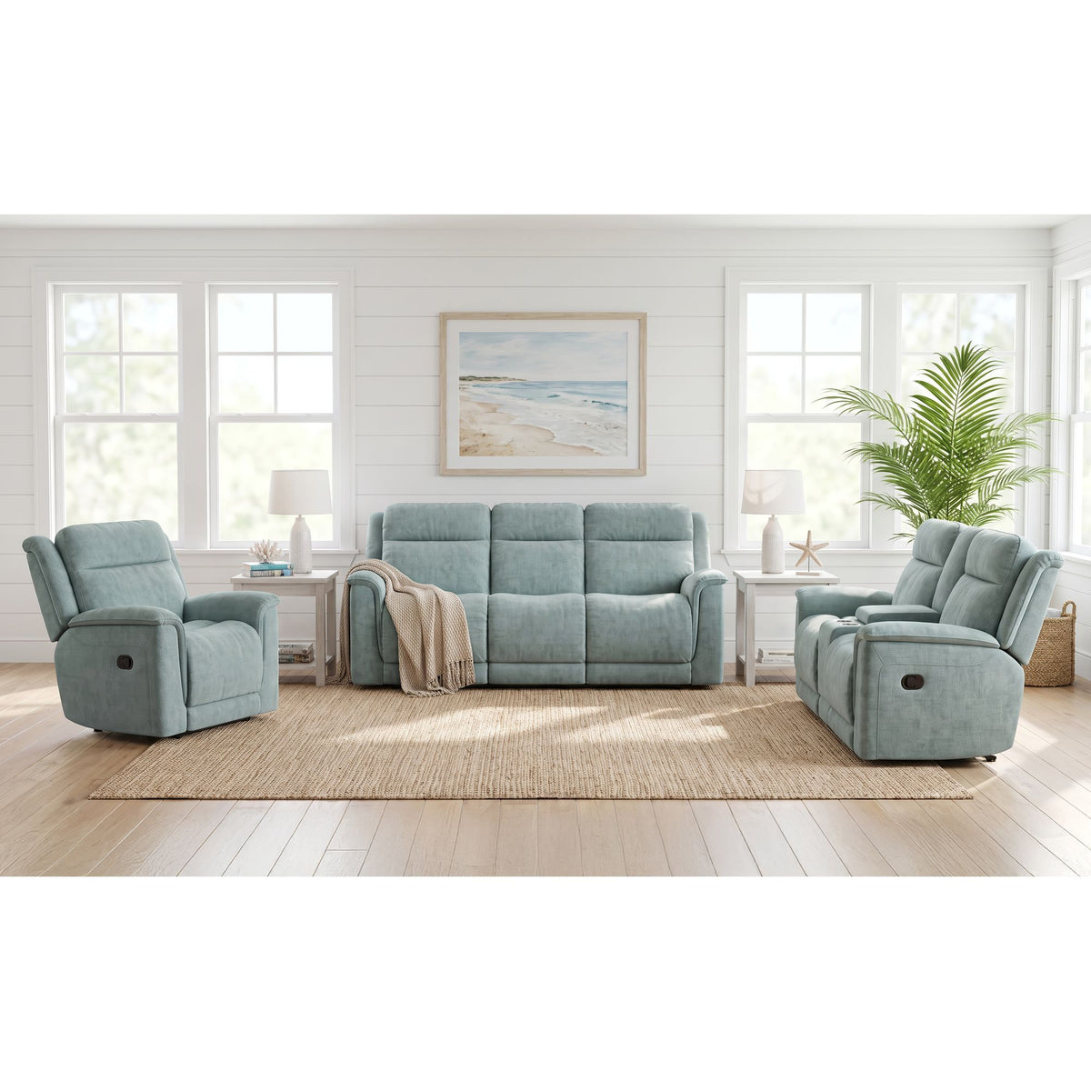 Striker Bristol Seafoam Loveseat with Console - Ornate Home