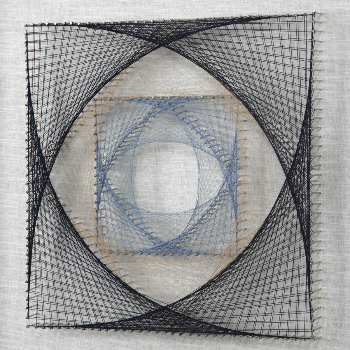 String Duet Black/Blue/White Geometric Art (Set of 2) - Ornate Home