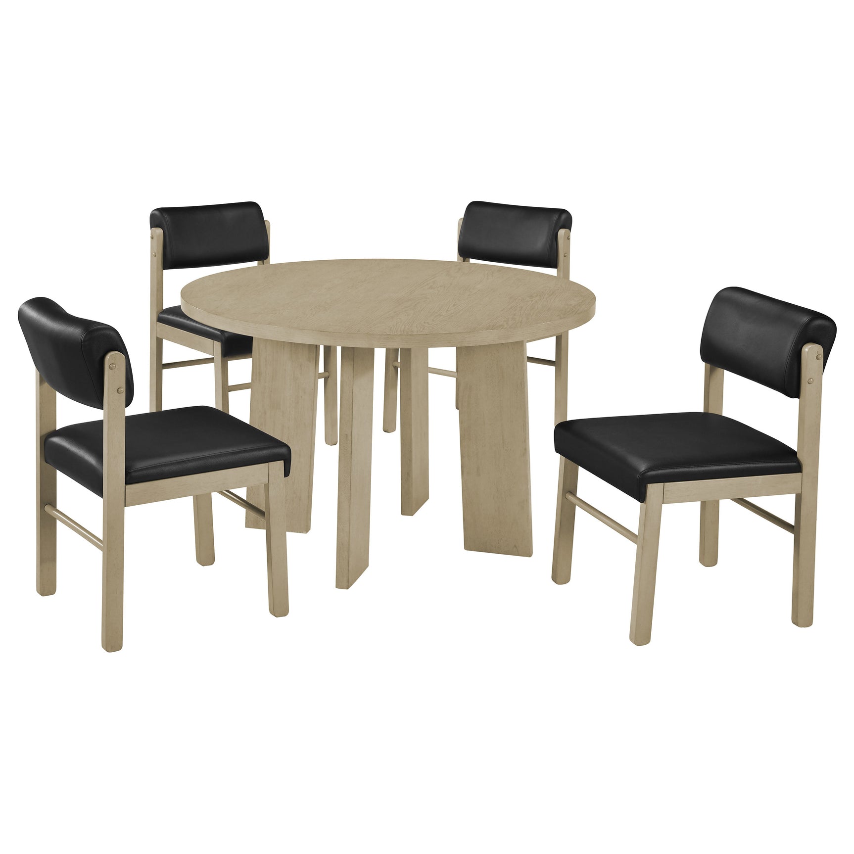 Strouse Black/Natural Oak 5-piece Dining Set - Ornate Home