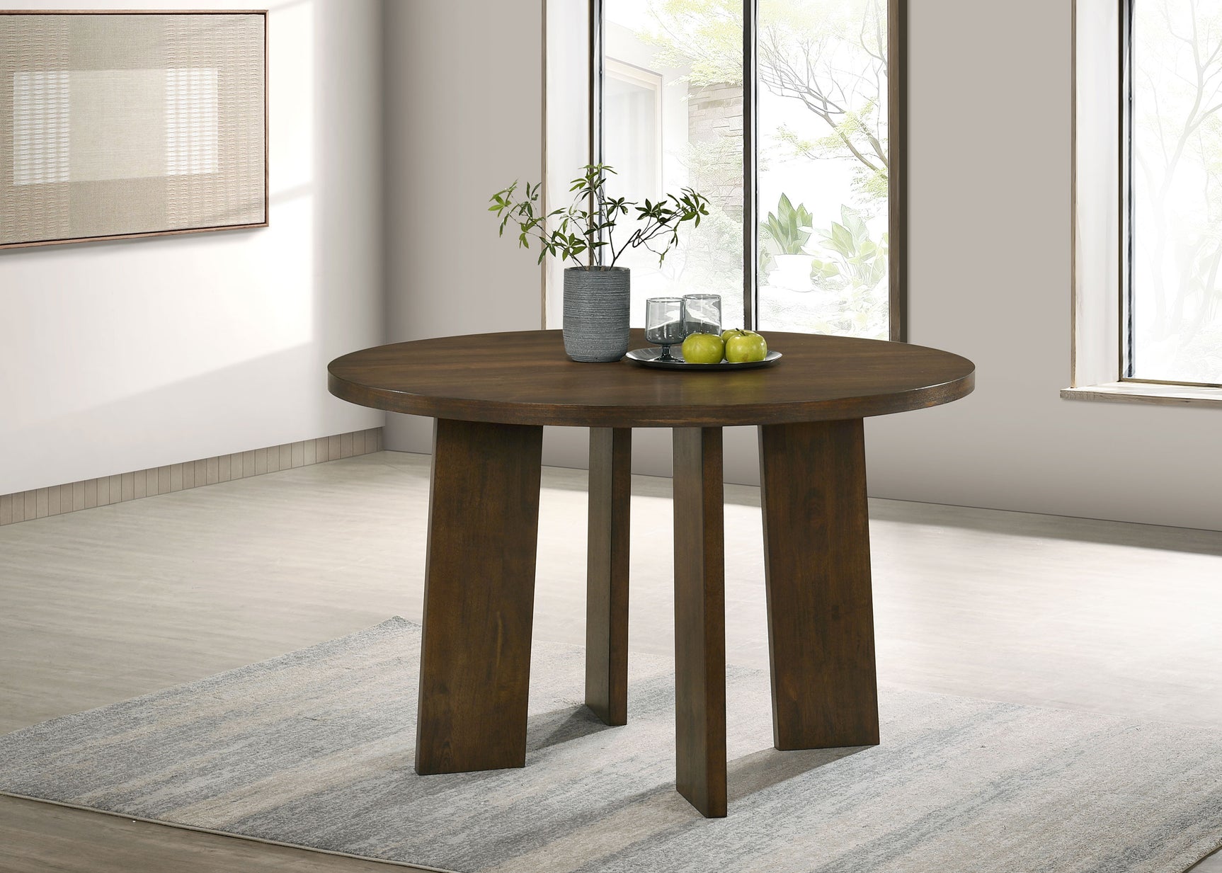 Strouse Walnut 47-inch Round Wood Dining Room Table - Ornate Home