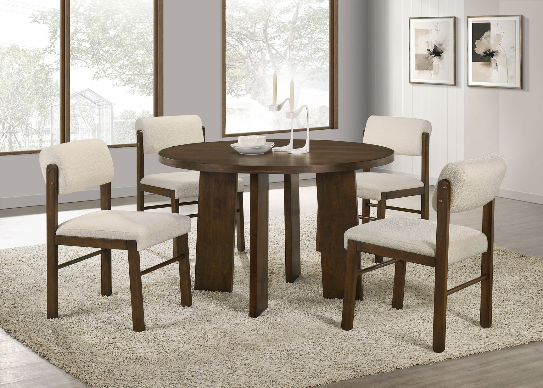 Strouse Walnut 47-inch Round Wood Dining Room Table - Ornate Home