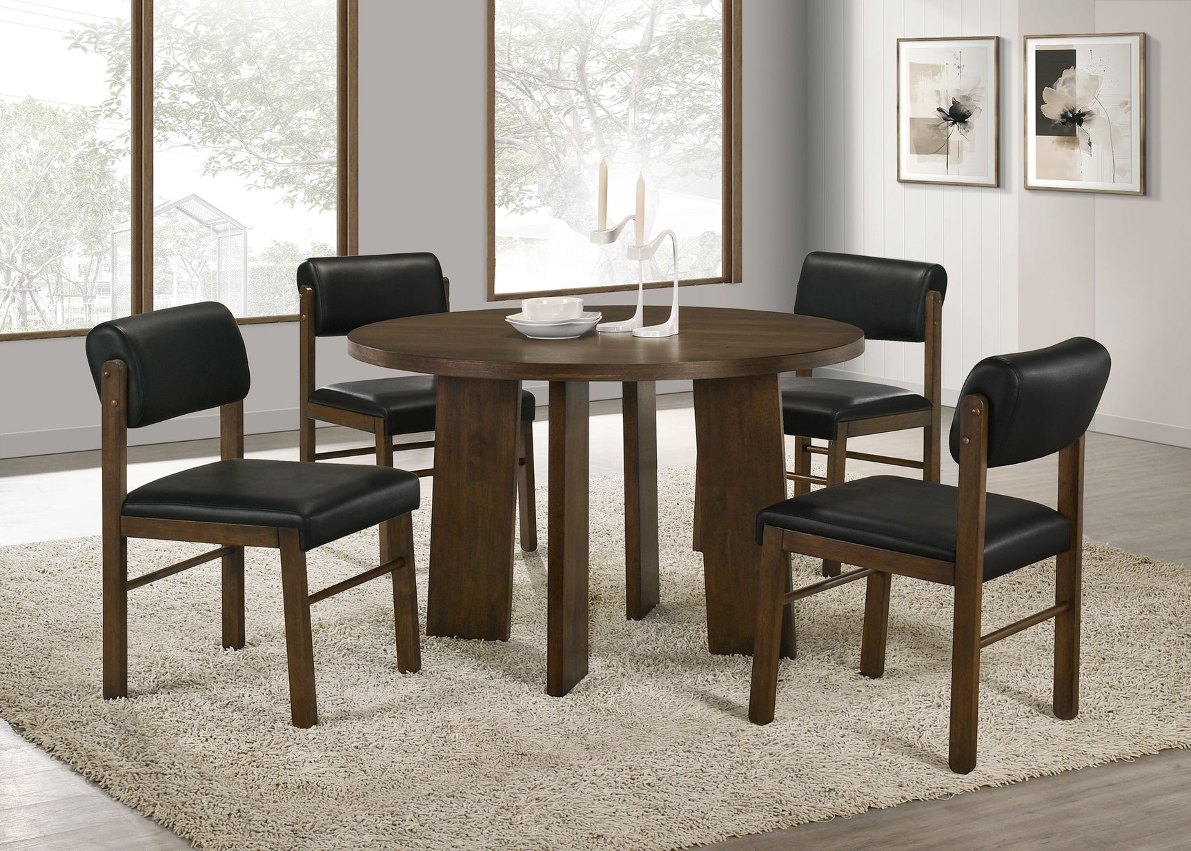 Strouse Walnut 47-inch Round Wood Dining Room Table - Ornate Home