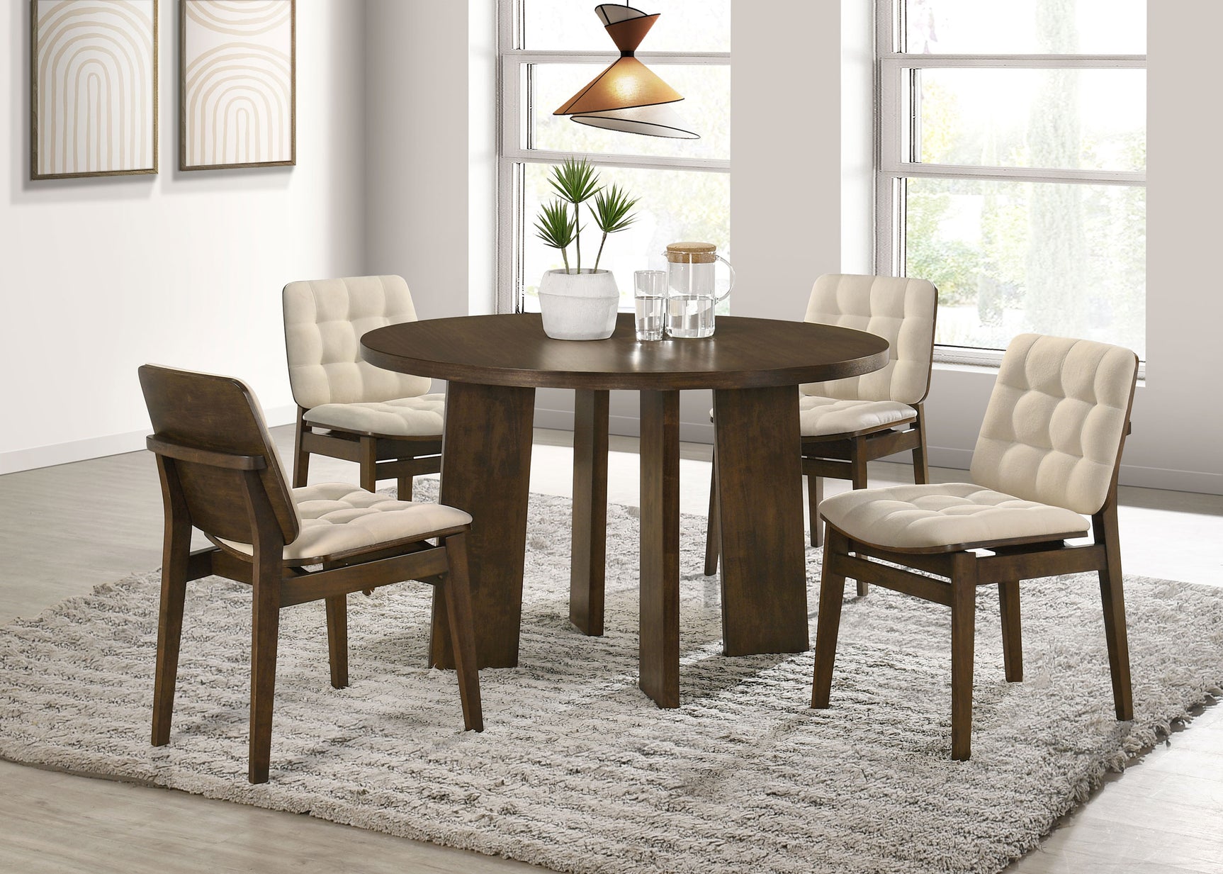 Strouse Walnut 47-inch Round Wood Dining Room Table - Ornate Home