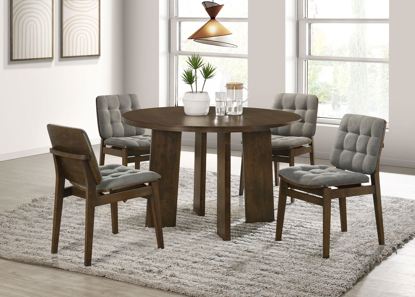 Strouse Walnut 47-inch Round Wood Dining Room Table - Ornate Home