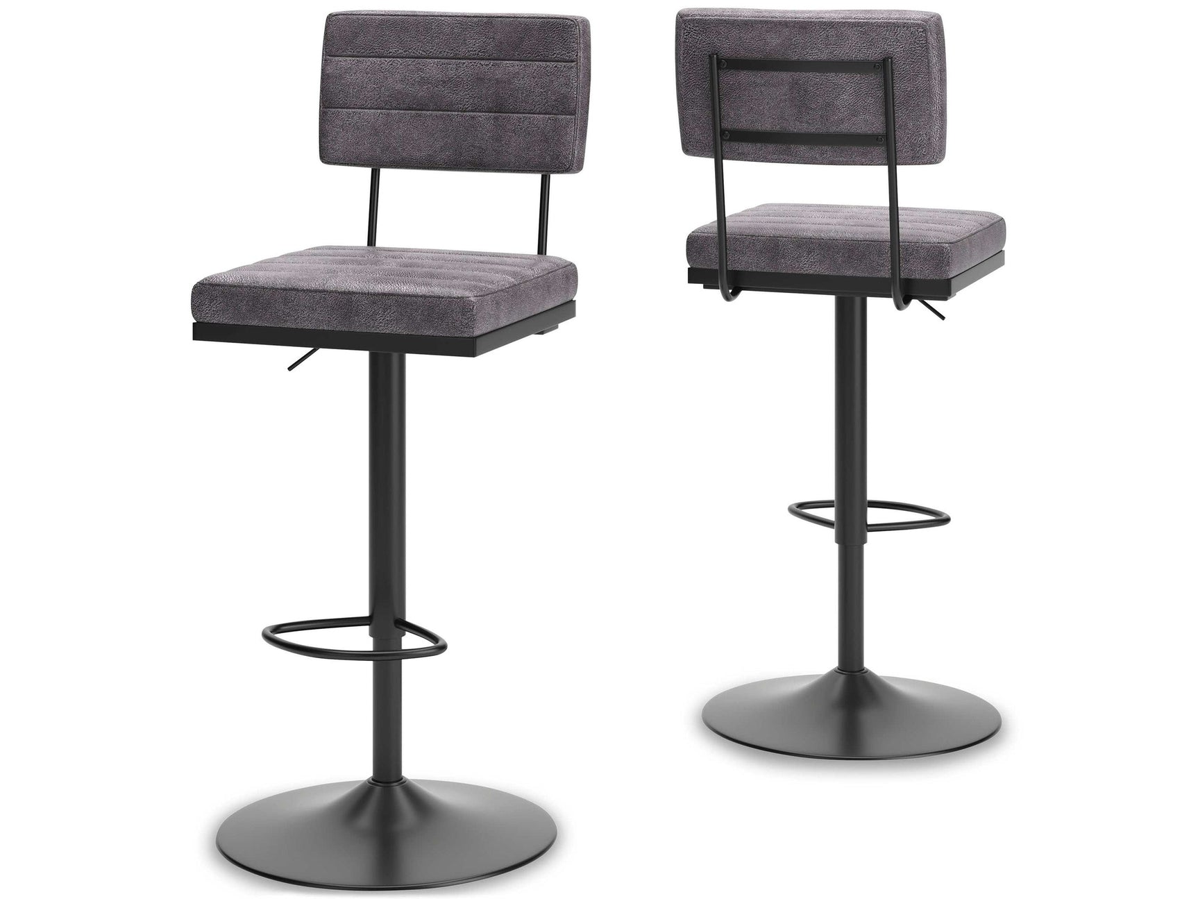 Strumford Gray & Black Bar Height Bar Stool (Set of 2) - Ornate Home