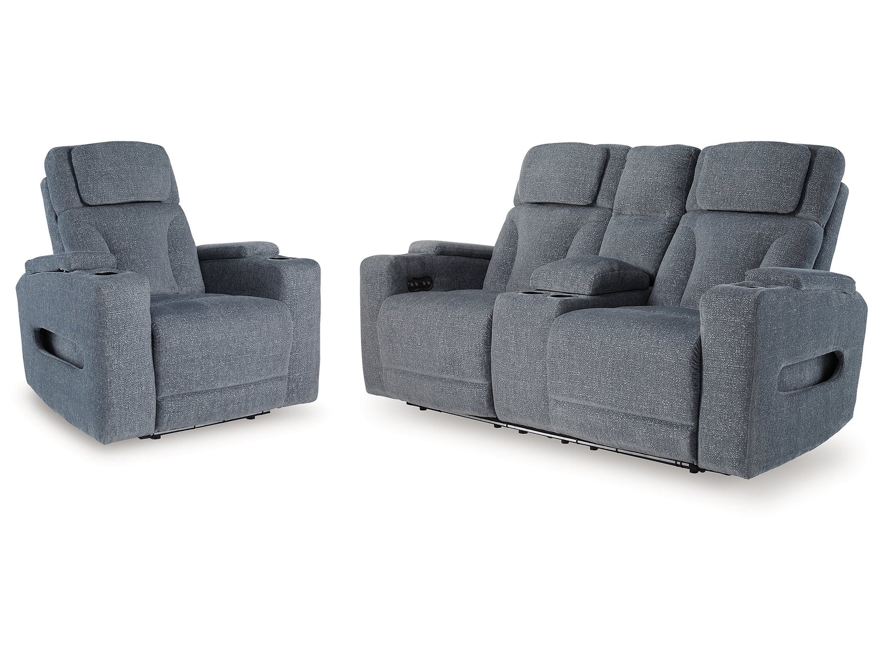 Studio Cave Steel Power Reclining Loveseat and Power Recliner - Ornate Home