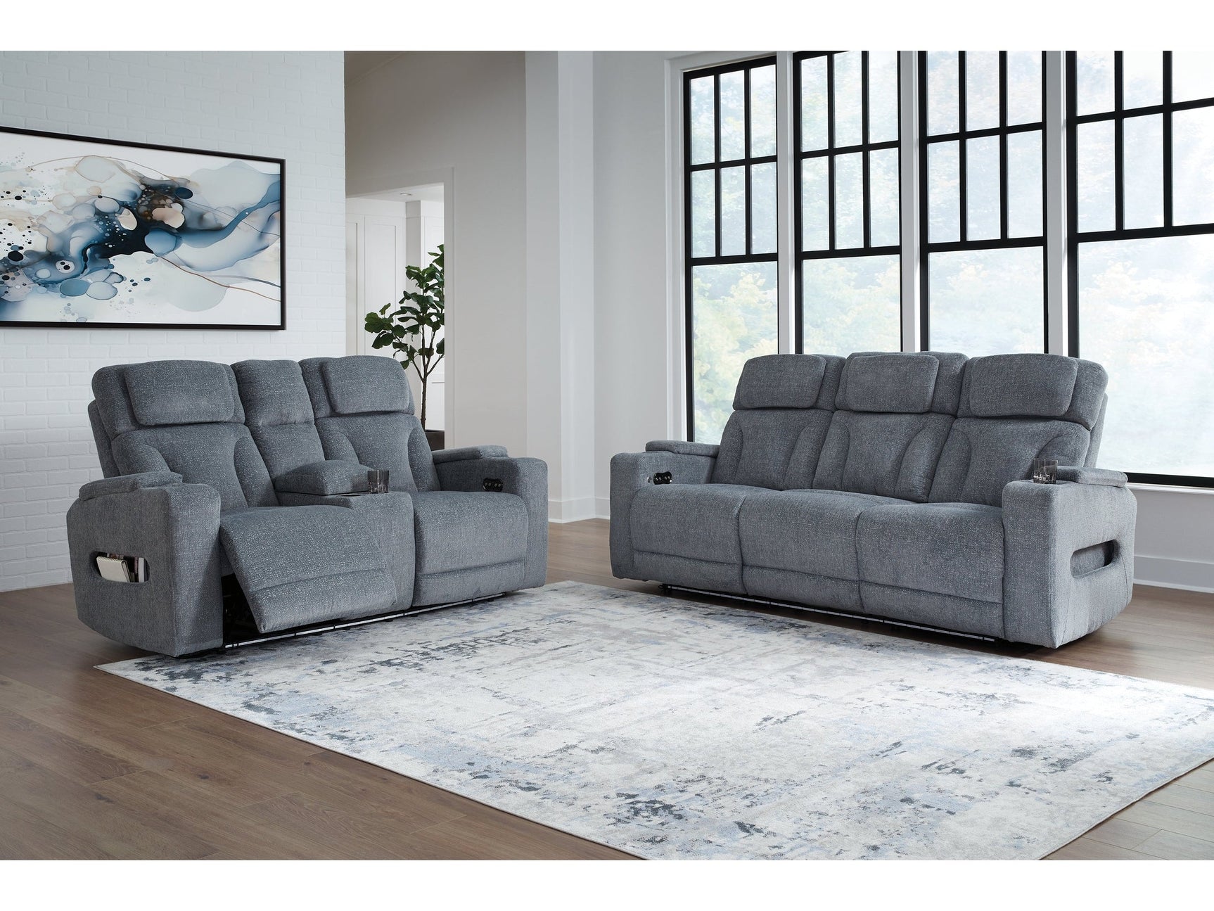 Studio Cave Steel Power Reclining Sofa and Loveseat (Online Special Price) - Ornate Home