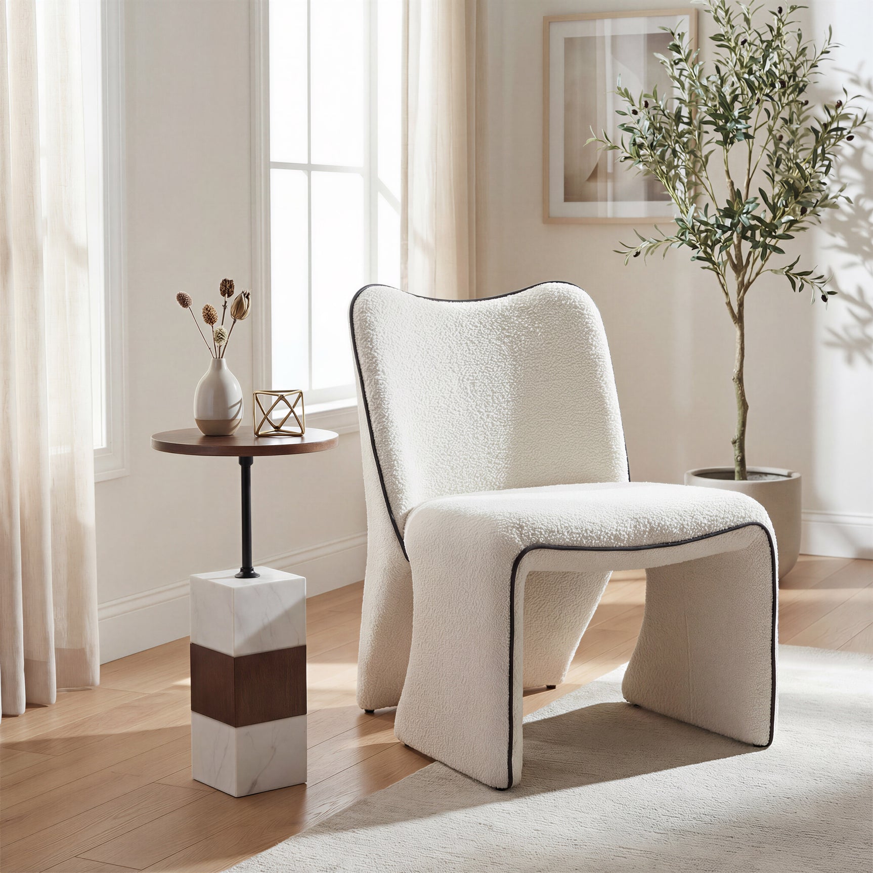 Stuk Brown & White Side Table - Ornate Home