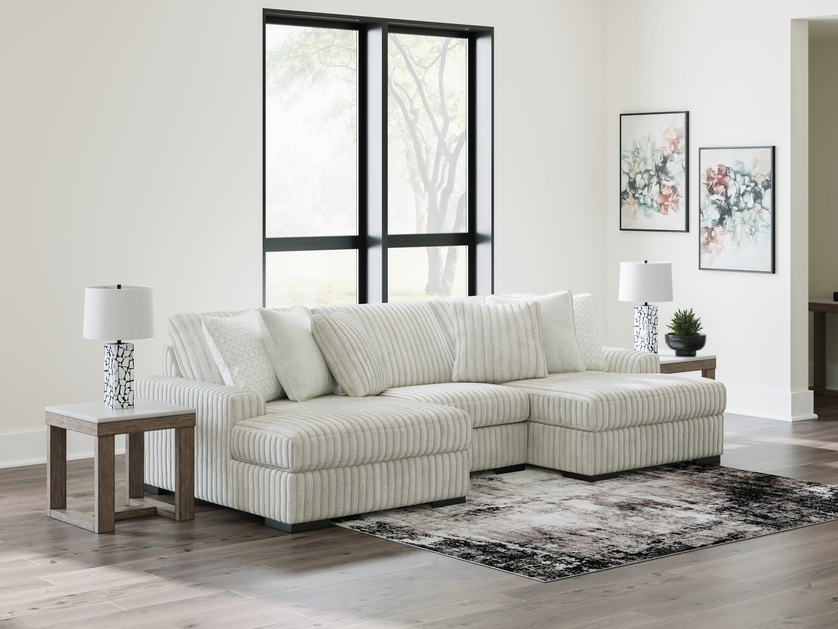 Stupendous Alloy 3-Piece Sectional with Double Chaise (Online Special Price) - Ornate Home