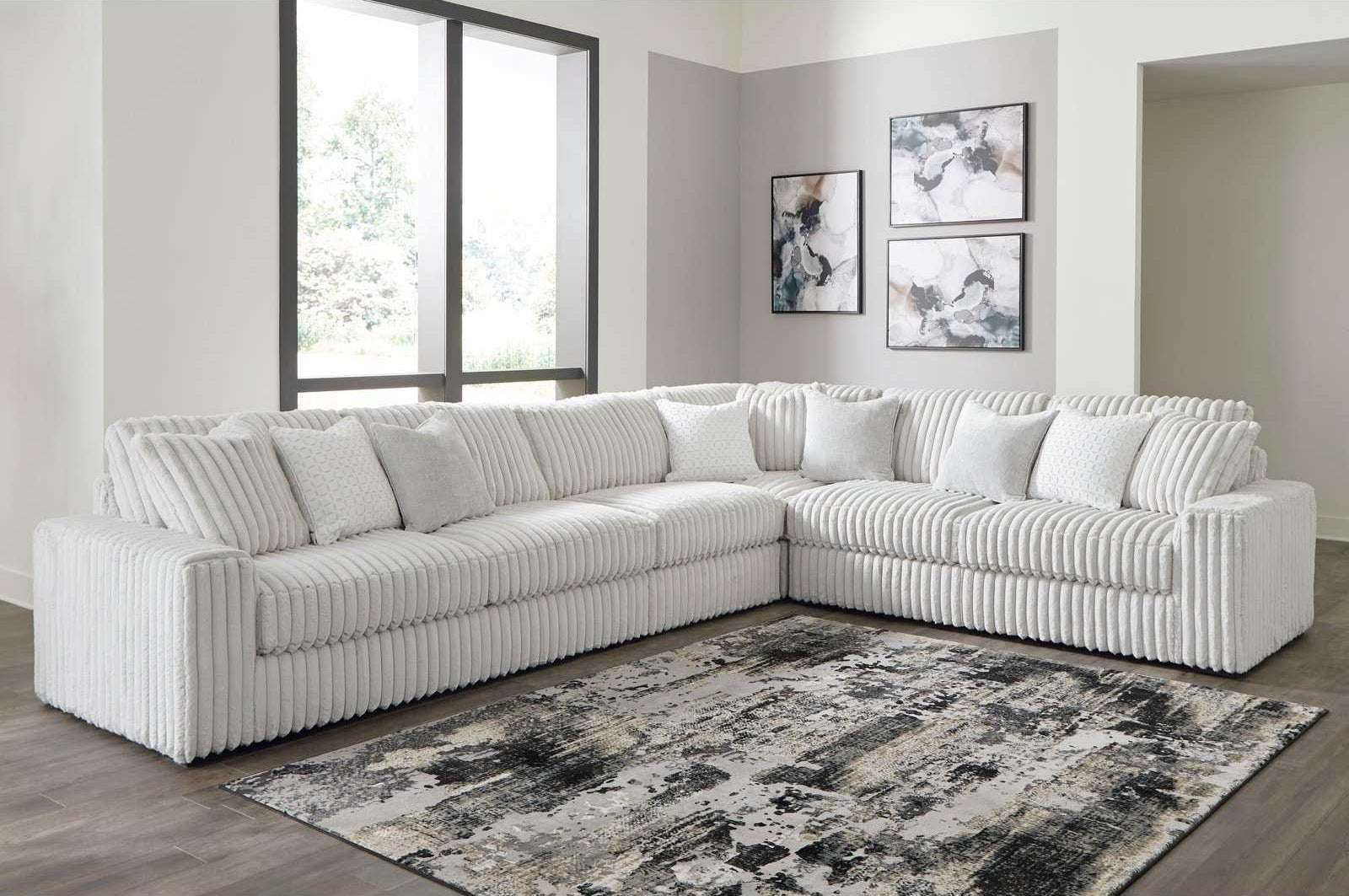 Stupendous Alloy Corduroy Symmetrical Sectional Living Room Set / 4pc - Ornate Home