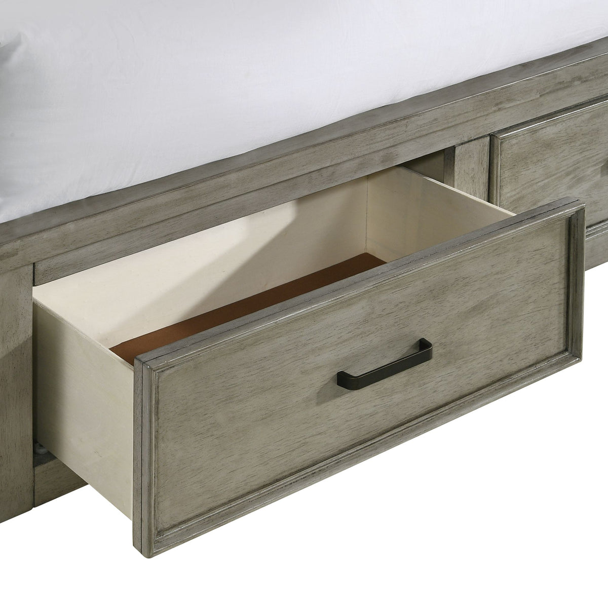 Sullivan Drift Grey 5-Piece King Storage Bedroom Set with 2 Nightstands, Dresser & Chest - Ornate Home
