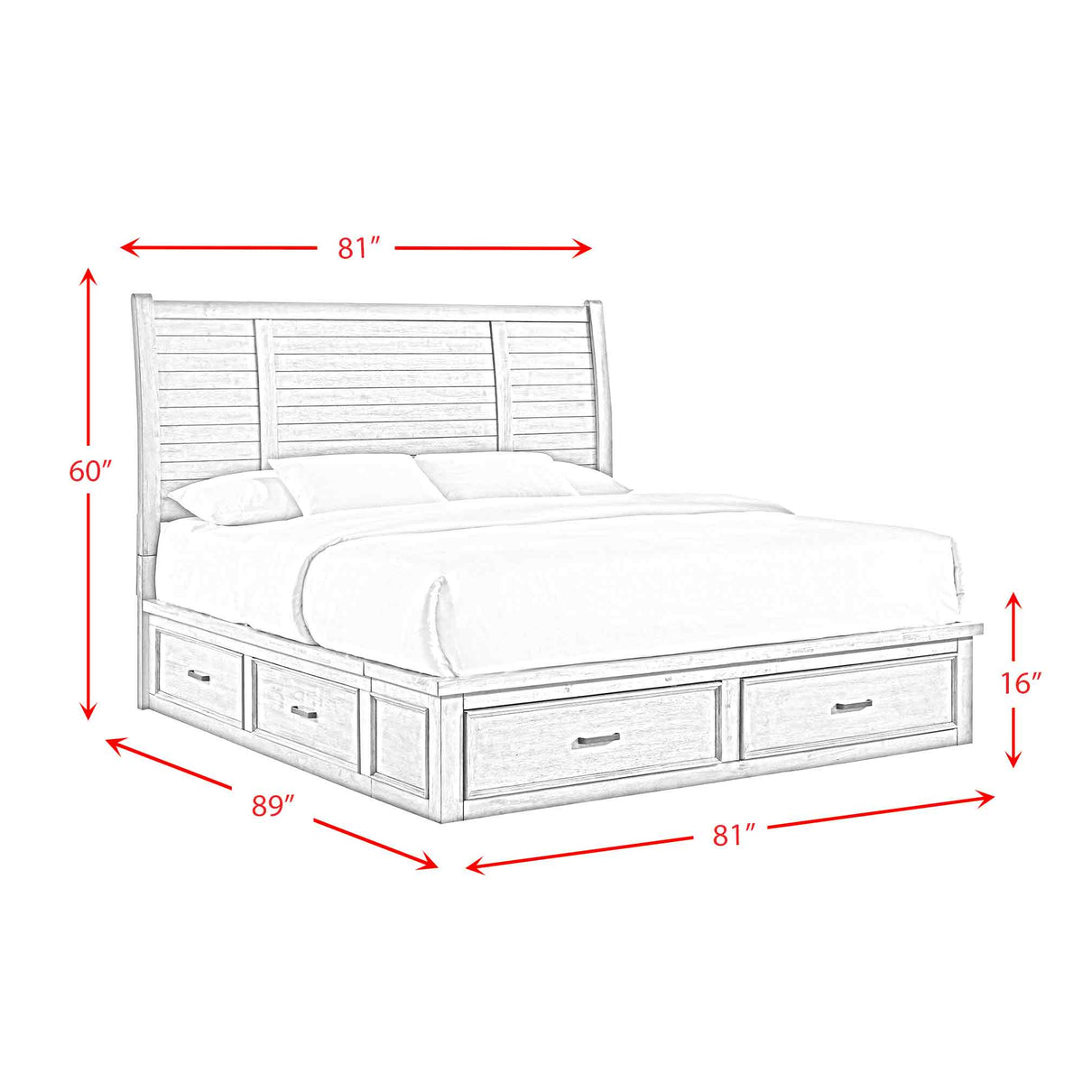 Sullivan Drift Grey King Storage Bed