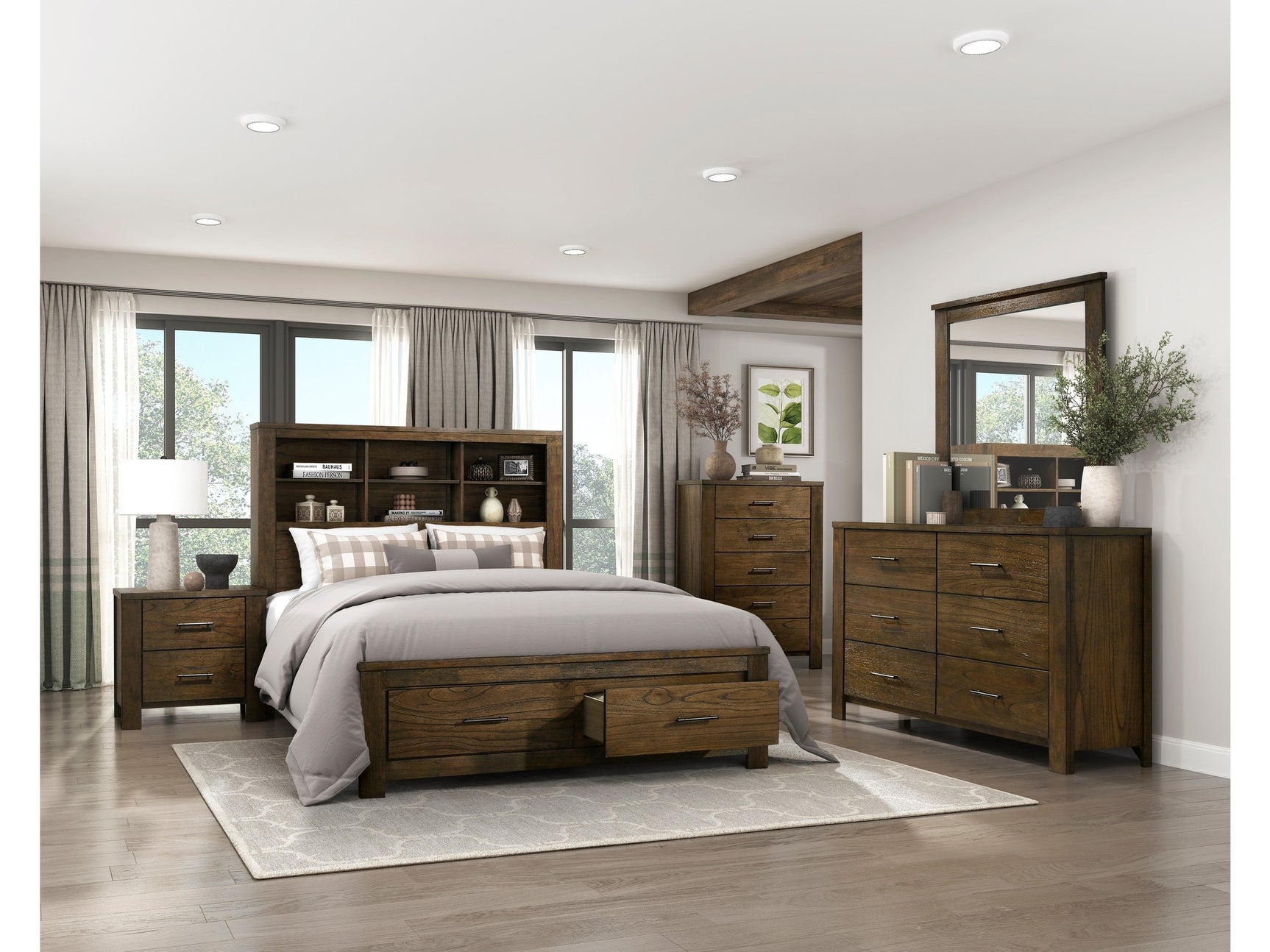 Sullivan Wire-Brushed Oak 4-Piece Queen Bedroom Set - Ornate Home