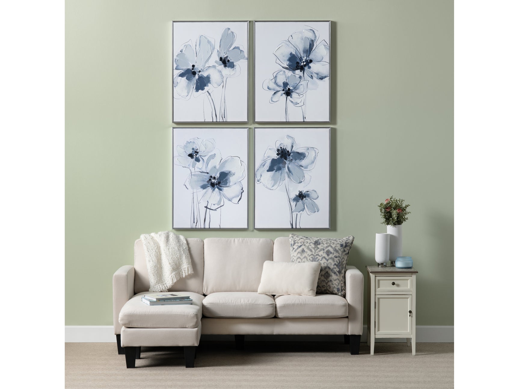Sultry Florals Blue/White Canvas