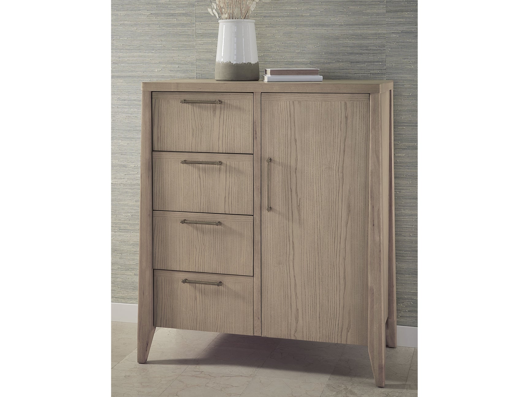 Sumire Ginger Four Drawer One Door Ash Wood Chest - Ornate Home