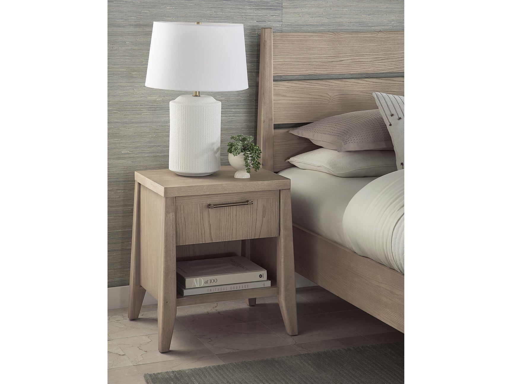 Sumire Ginger One Drawer One Shelf Ash Wood Nightstand - Ornate Home