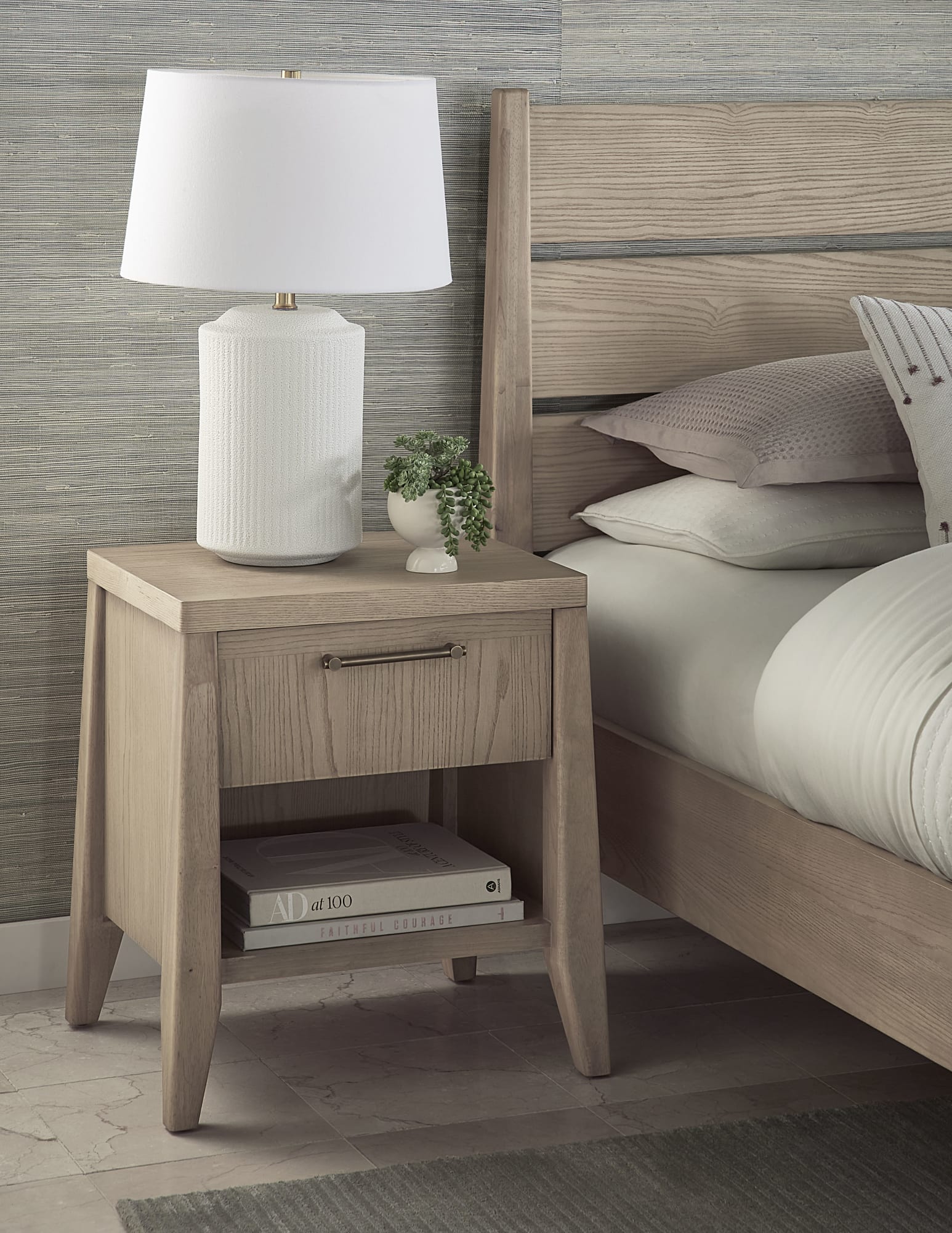 Sumire Ginger One Drawer One Shelf Ash Wood Nightstand - Ornate Home