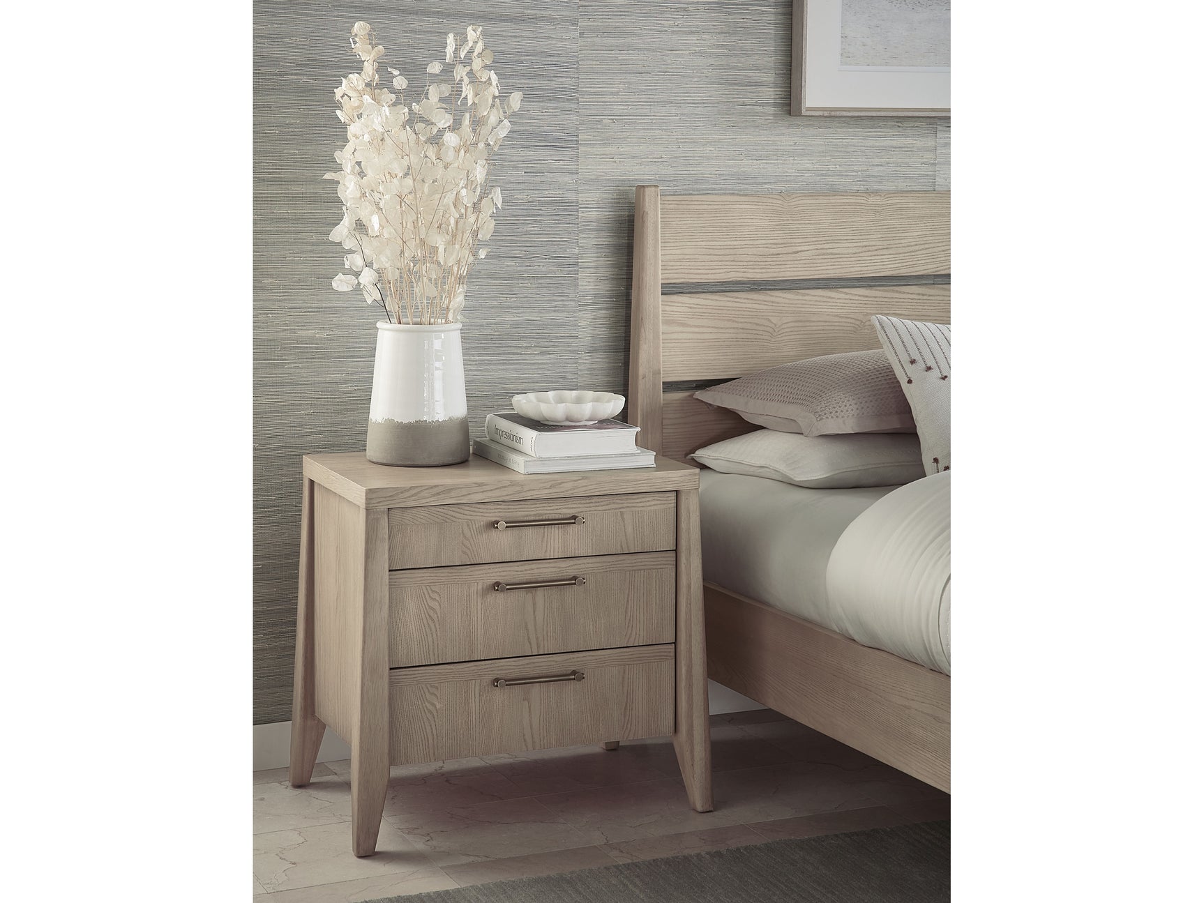 Sumire Ginger Three Drawer Ash Wood Nightstand - Ornate Home