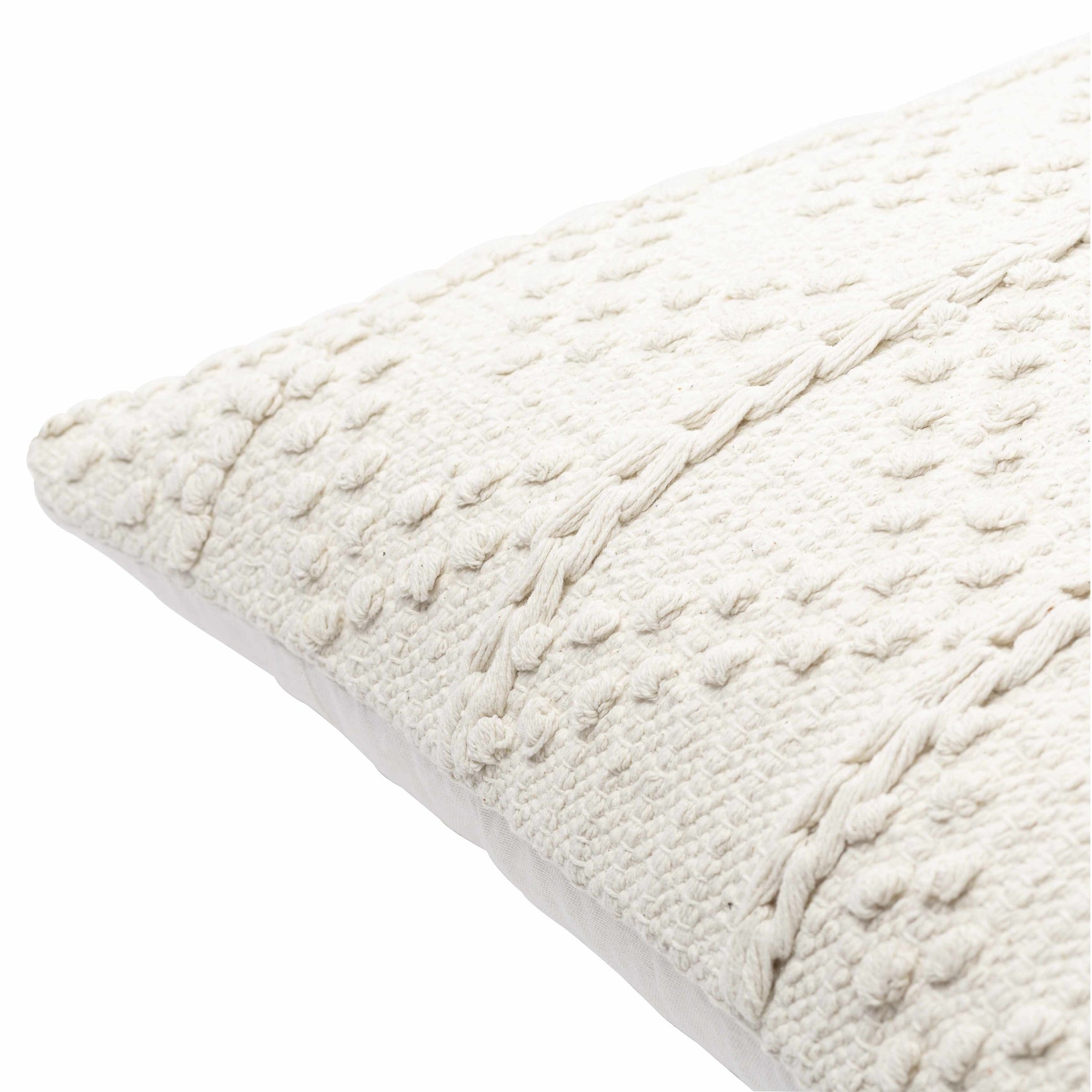 Sumiton White Textured Crochet Cotton Throw Pillow - Ornate Home