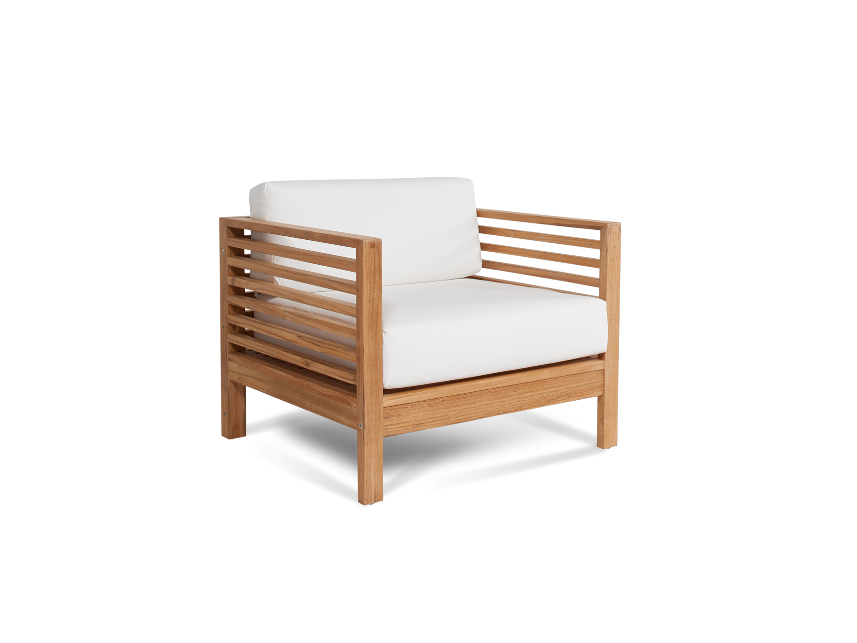 Summer 5-Piece Teak White Outdoor Patio Deep Seating Set with Subrella White Cushion - Ornate Home