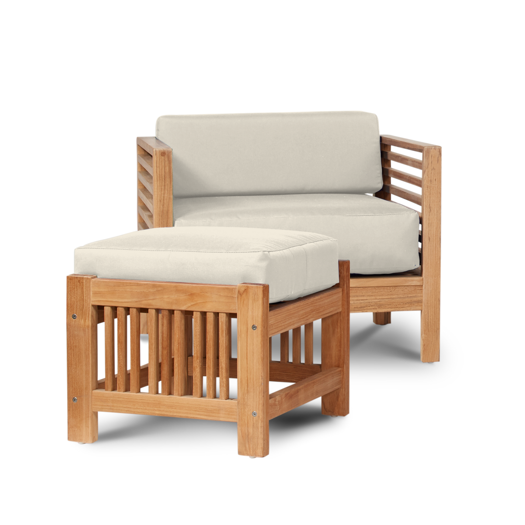 Summer Teak Canvas Outdoor Club Chair with Sunbrella® Cushion - Ornate Home