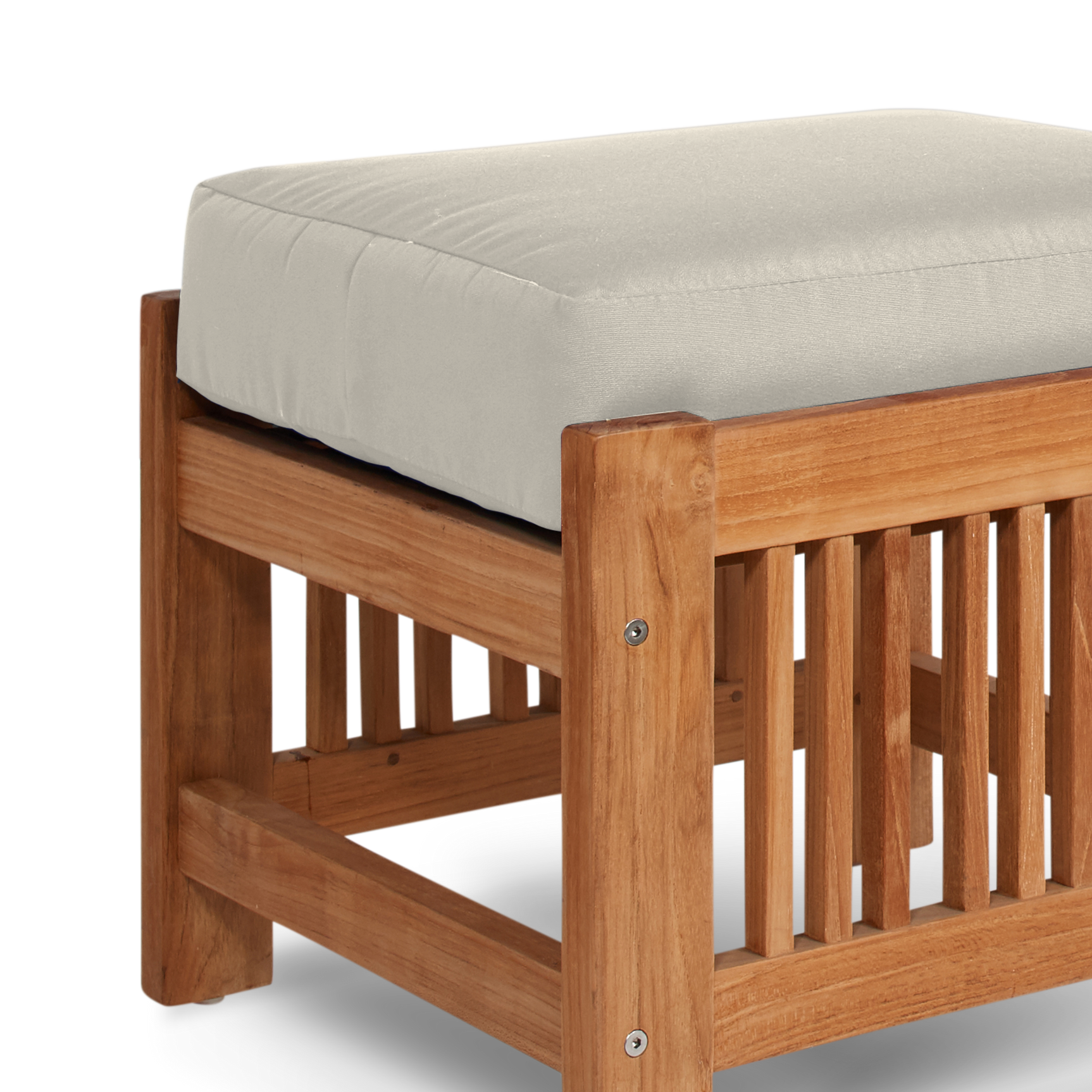 Summer Teak Canvas Outdoor Ottoman with Sunbrella® Cushion - Ornate Home