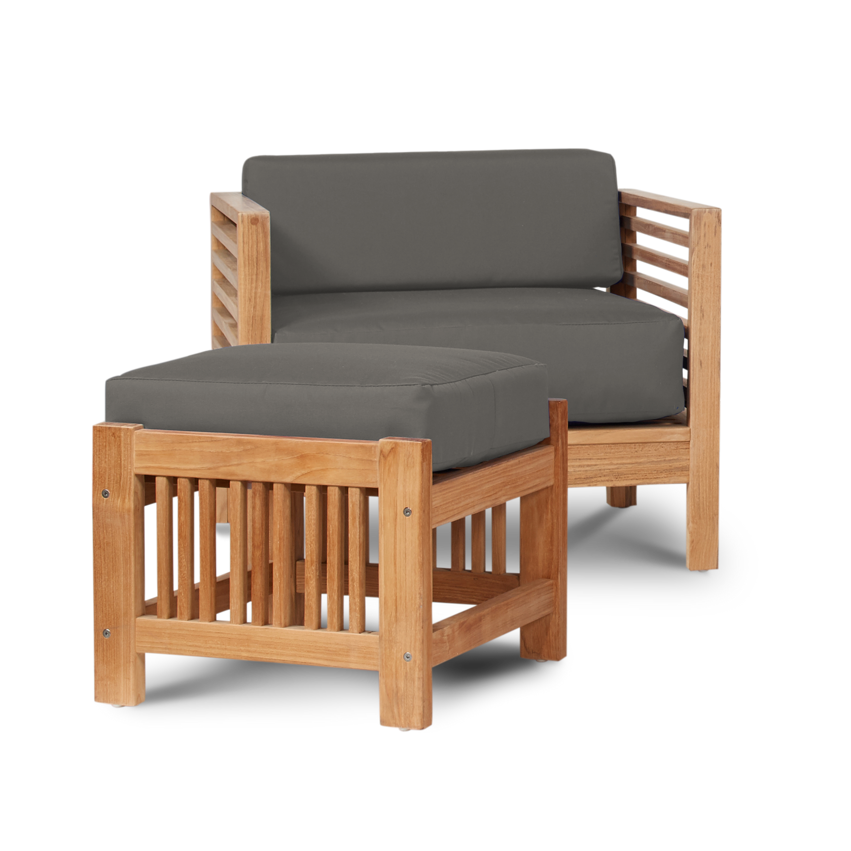 Summer Teak Charcoal Outdoor Club Chair with Sunbrella® Cushion - Ornate Home