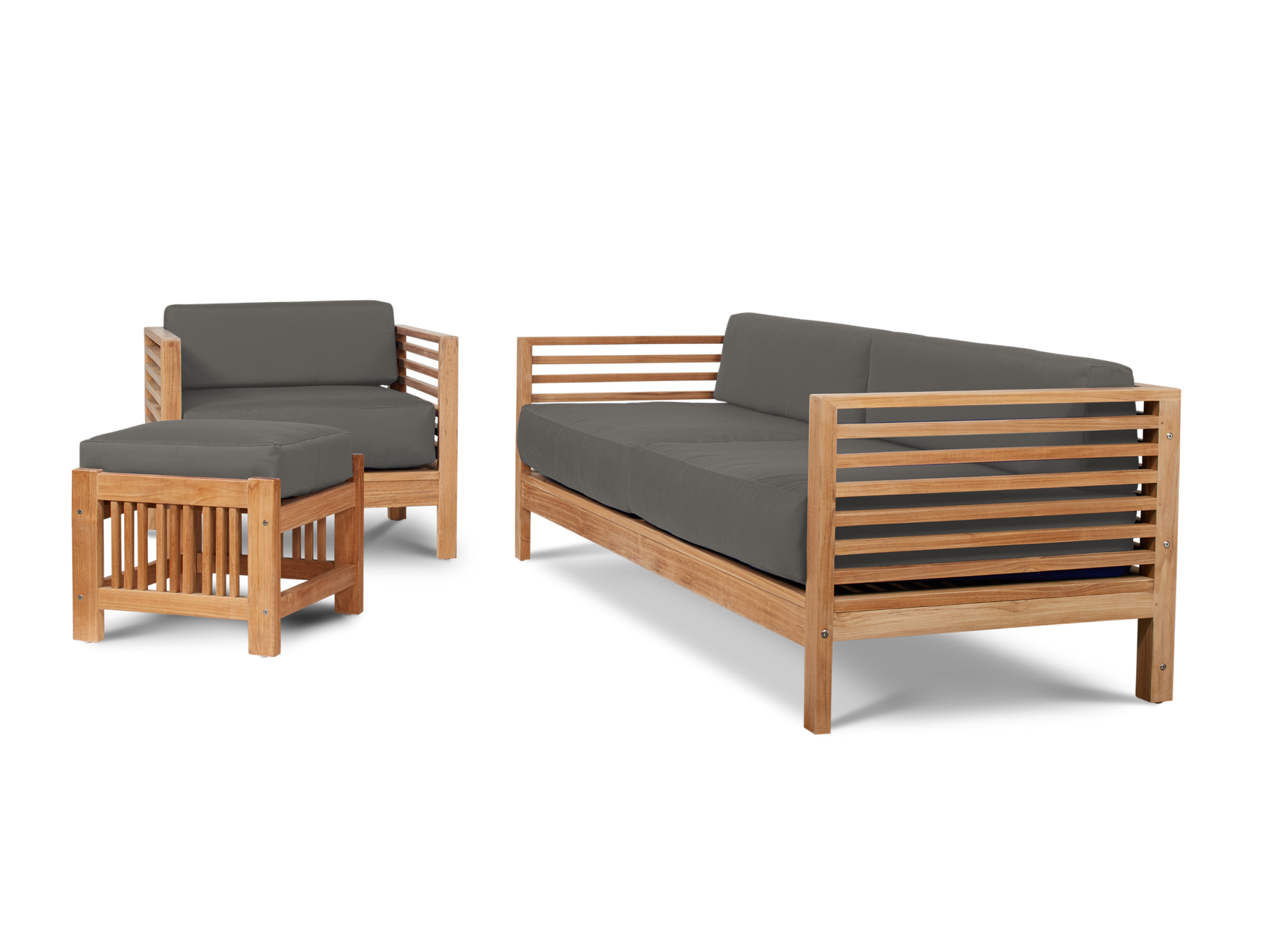Summer Teak Charcoal Outdoor Sofa with Sunbrella® Cushion - Ornate Home