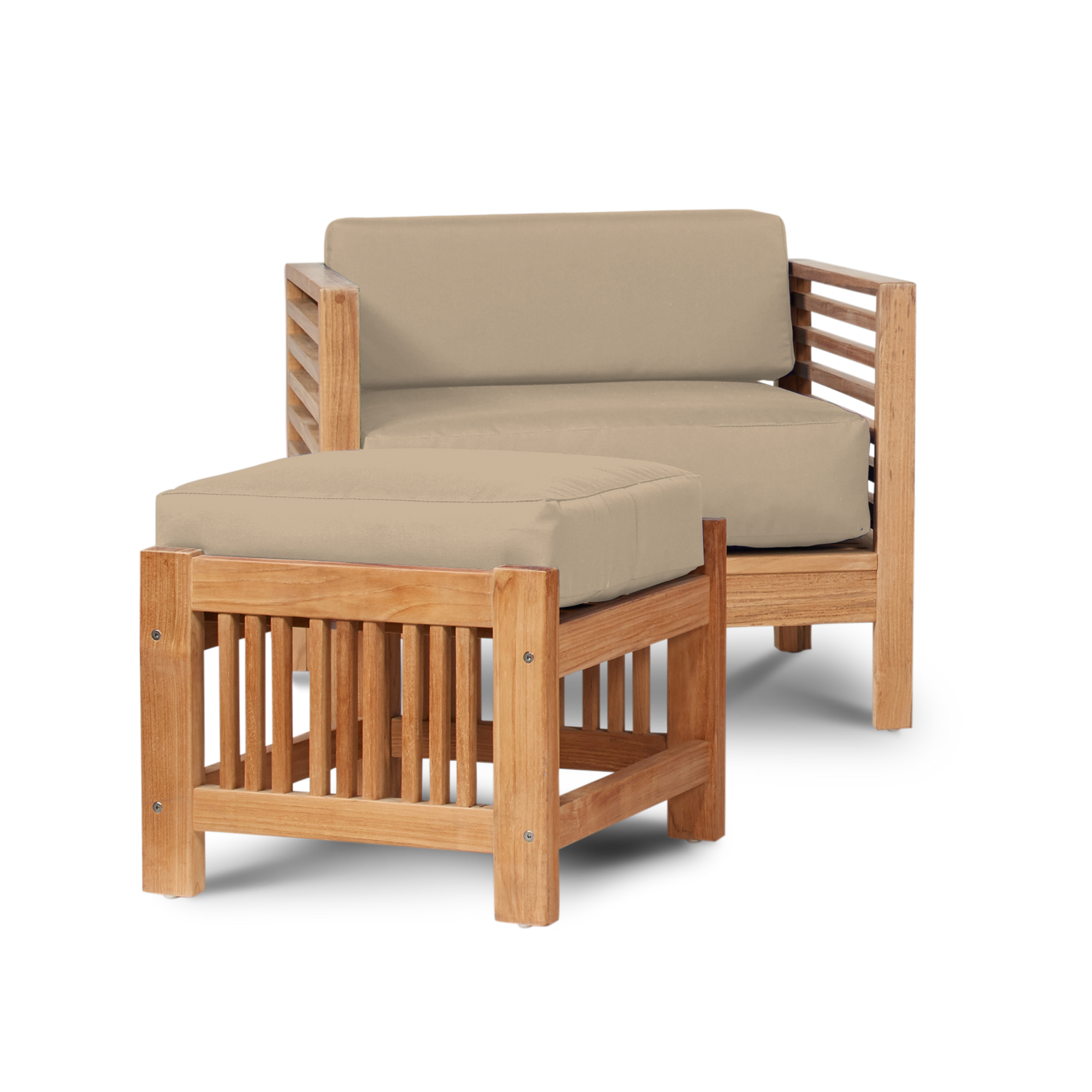 Summer Teak Fawn Outdoor Club Chair with Sunbrella® Cushion - Ornate Home