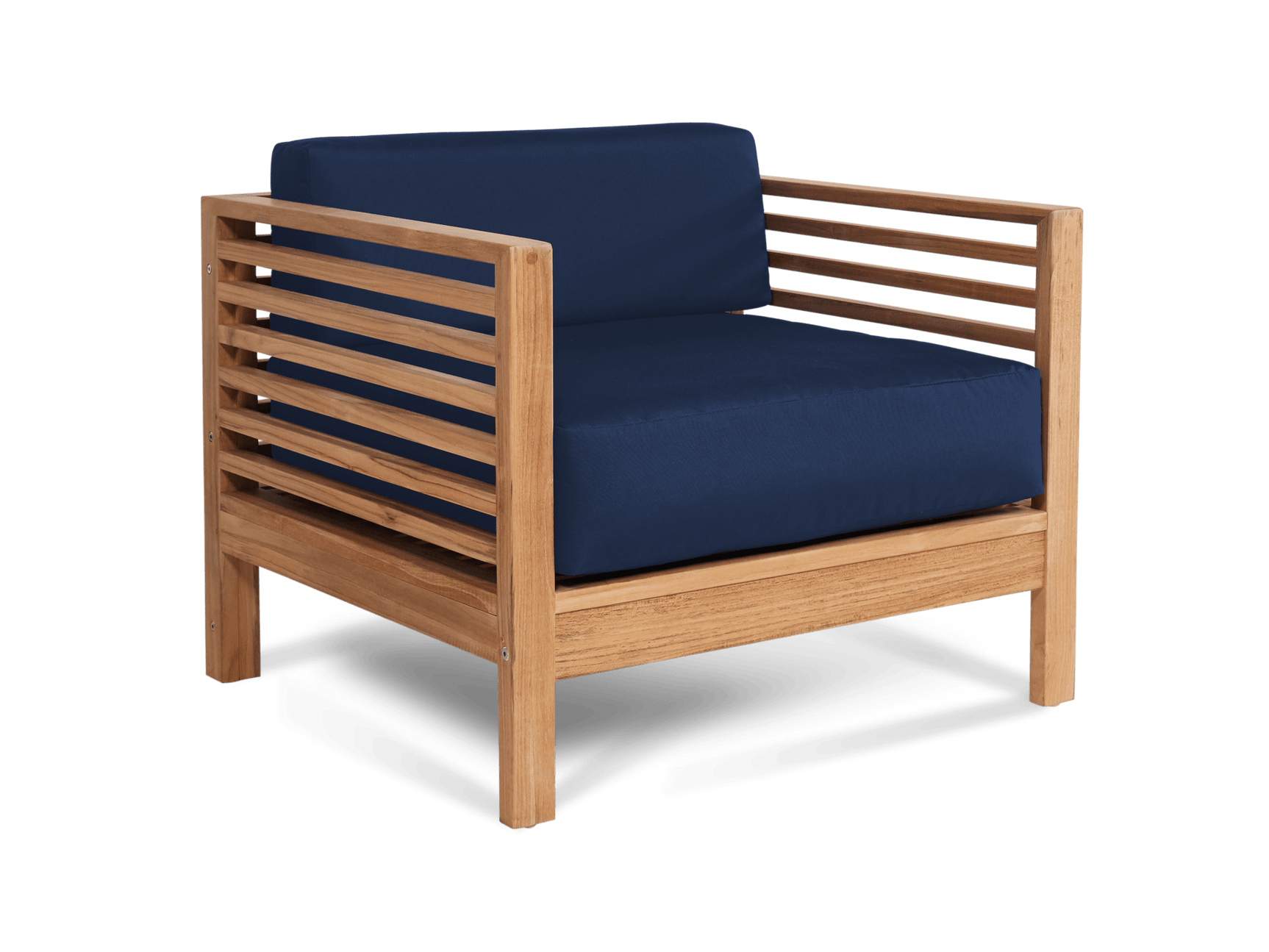 Summer Teak Navy Outdoor Club Chair with Sunbrella® Cushion - Ornate Home