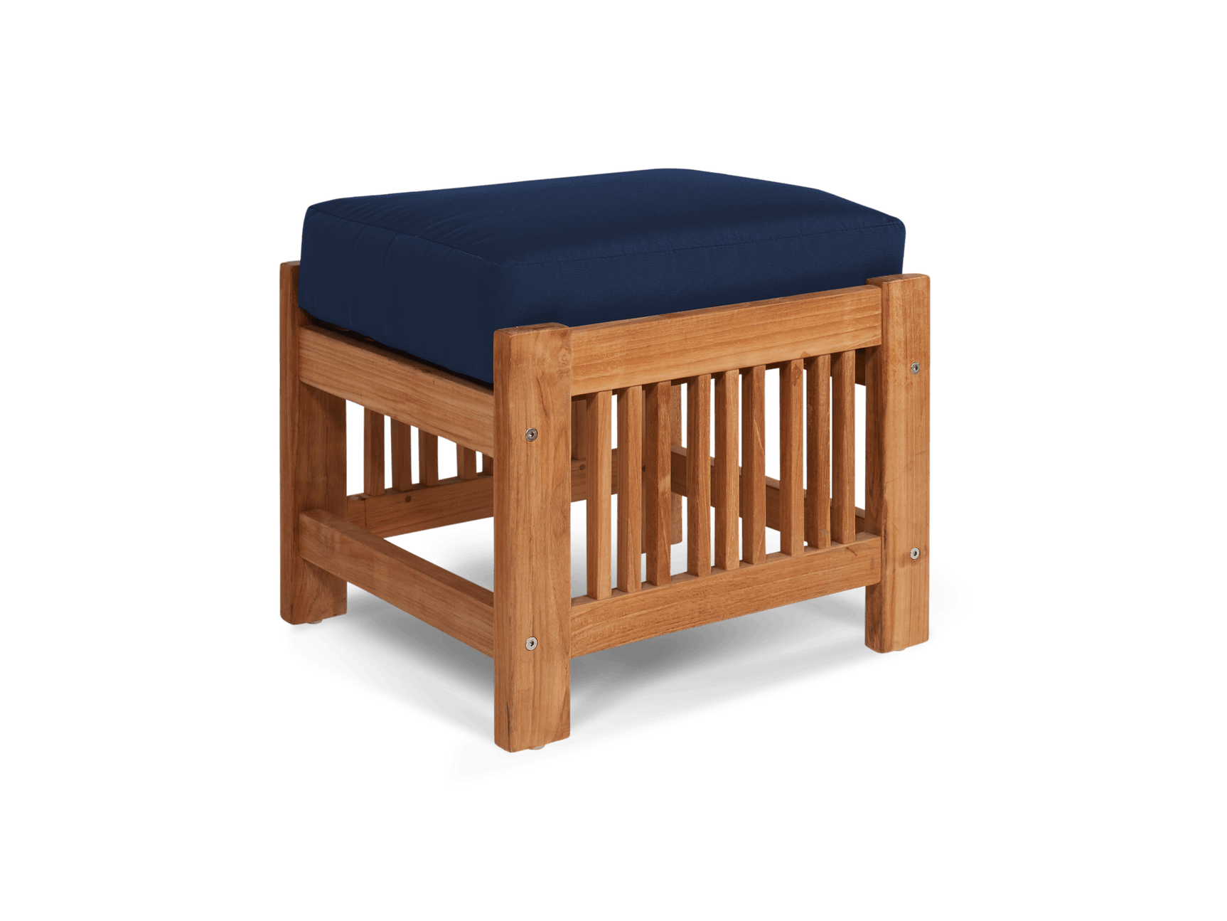 Summer Teak Navy Outdoor Ottoman with Sunbrella® Cushion - Ornate Home