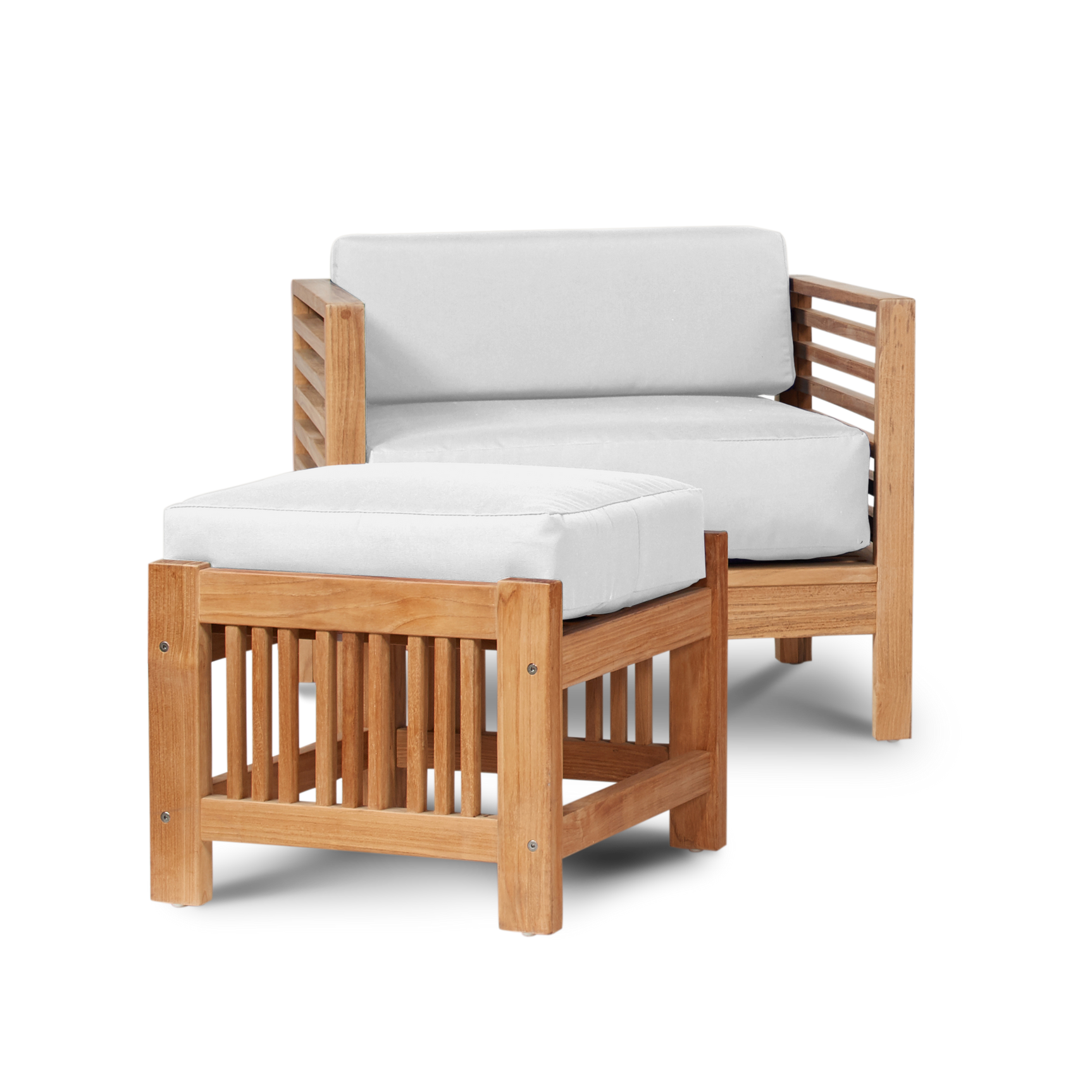 Summer Teak White Outdoor Club Chair with Sunbrella® Cushion - Ornate Home