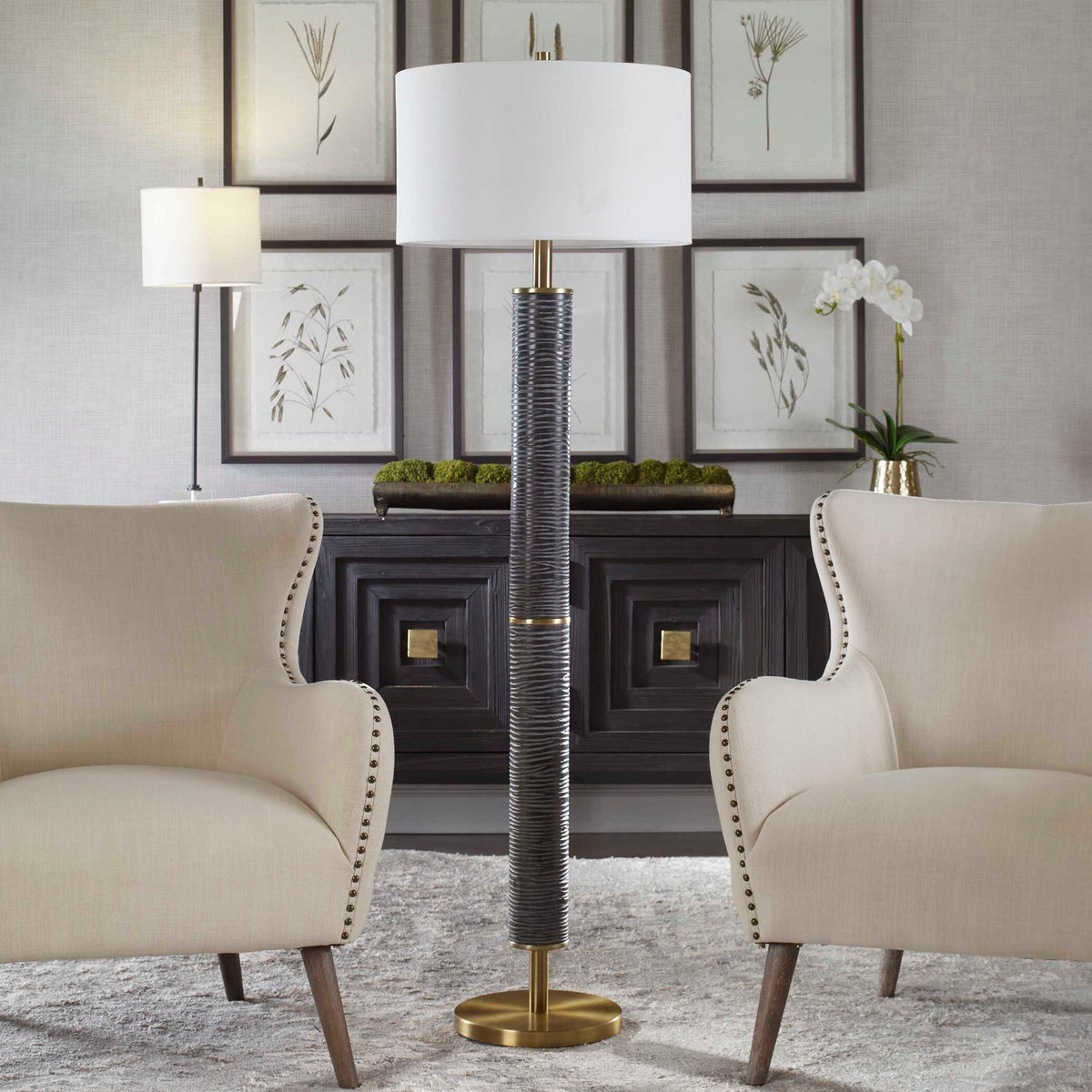 Summit Black/Gray Rustic Floor Lamp - Ornate Home