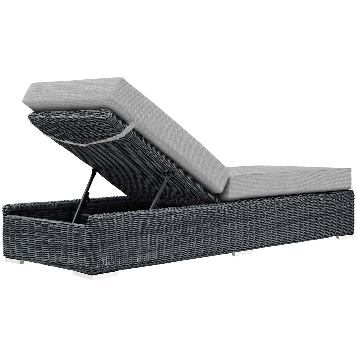 Summon Canvas Gray Outdoor Patio Sunbrella Chaise Lounge - Ornate Home