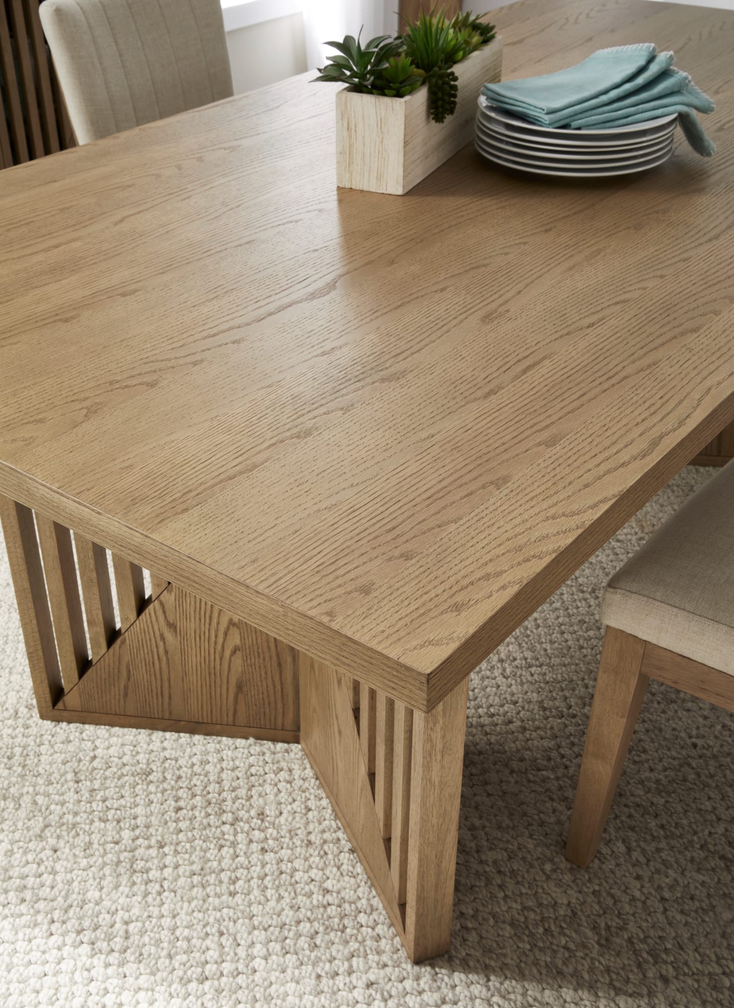 Sumner Natural Double Pedestal Oak Dining Table - Ornate Home