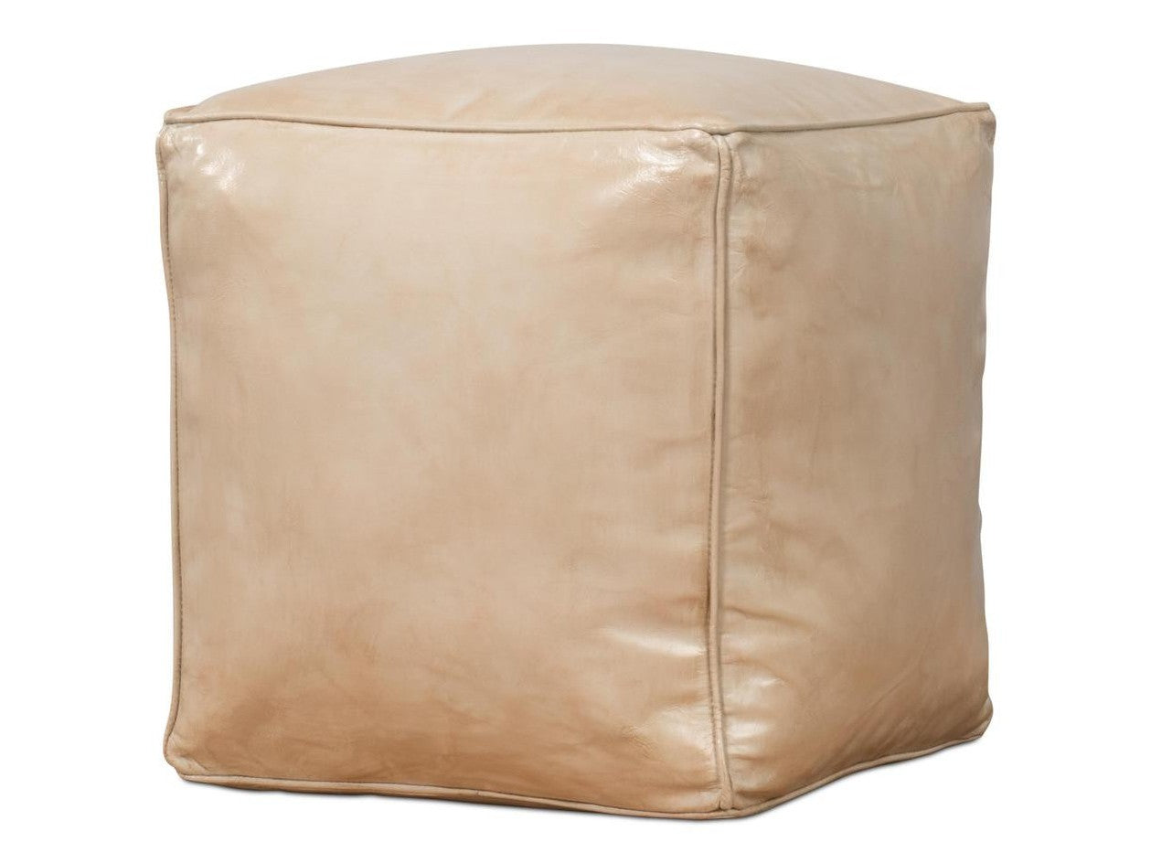 Sunday Afternoon Beige Leather Cube - Ornate Home