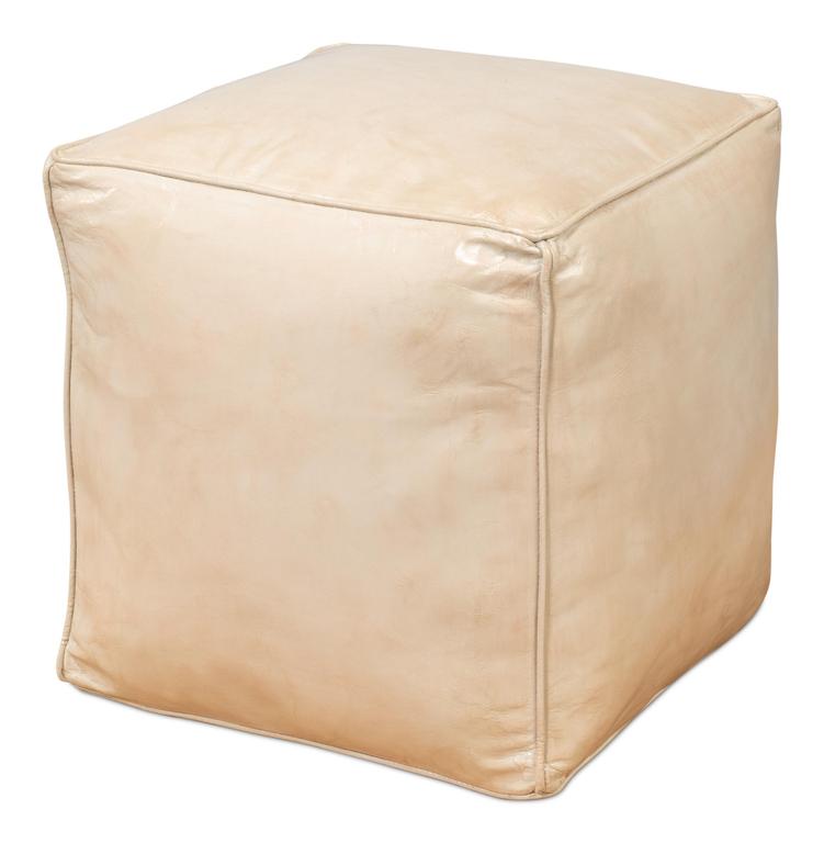 Sunday Afternoon Beige Leather Cube - Ornate Home