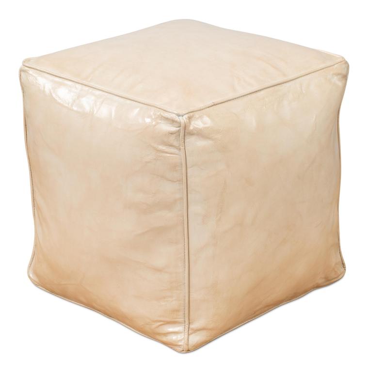 Sunday Afternoon Beige Leather Cube - Ornate Home