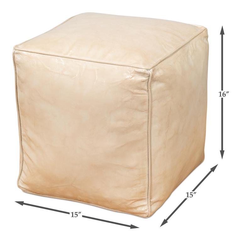 Sunday Afternoon Beige Leather Cube - Ornate Home