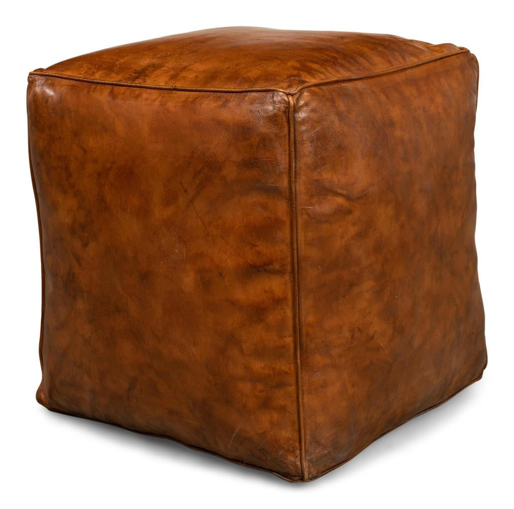 Sunday Afternoon Brown Leather Cube - Ornate Home