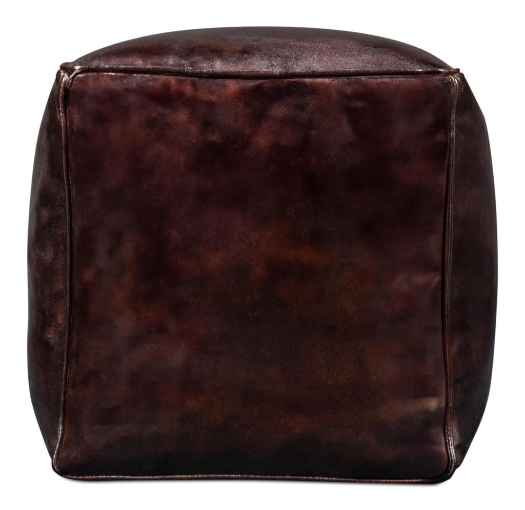 Sunday Afternoon Brown Leather Cube - Ornate Home