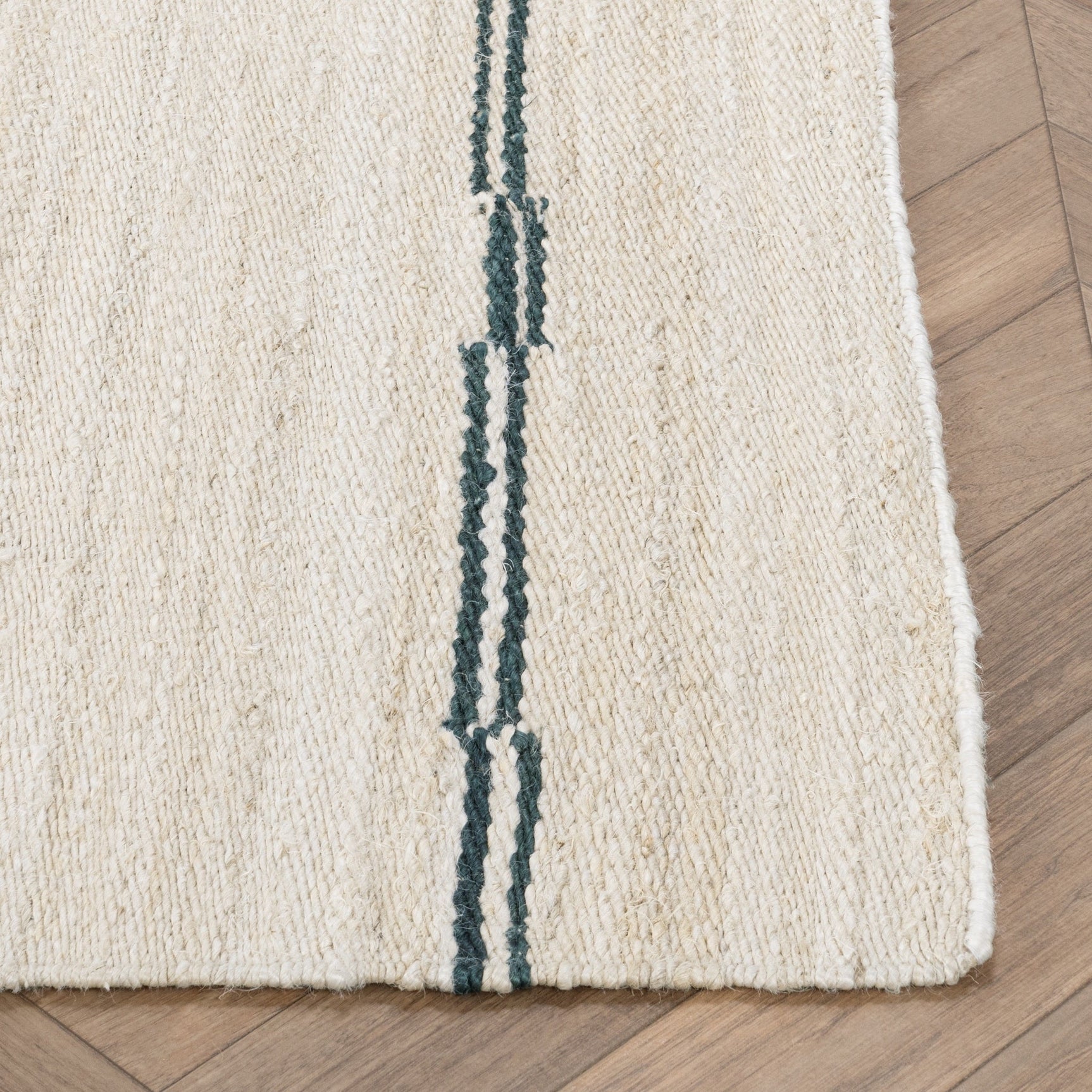 Sunderland Jute Ivory/Dark Blue Stripe Rug - Ornate Home