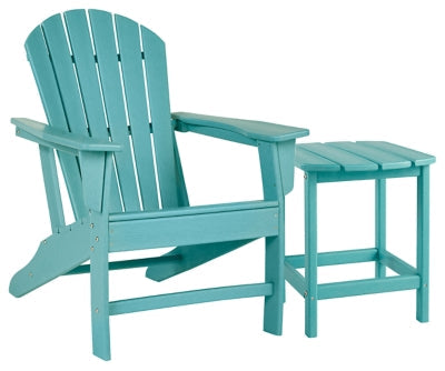 Sundown Treasure Turquoise Adirondack Chair with End Table - Ornate Home